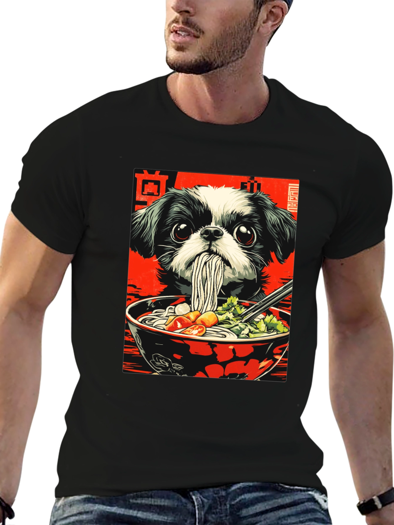 Dog Ramen Graphic Tee - Unique Anime Style Shirt