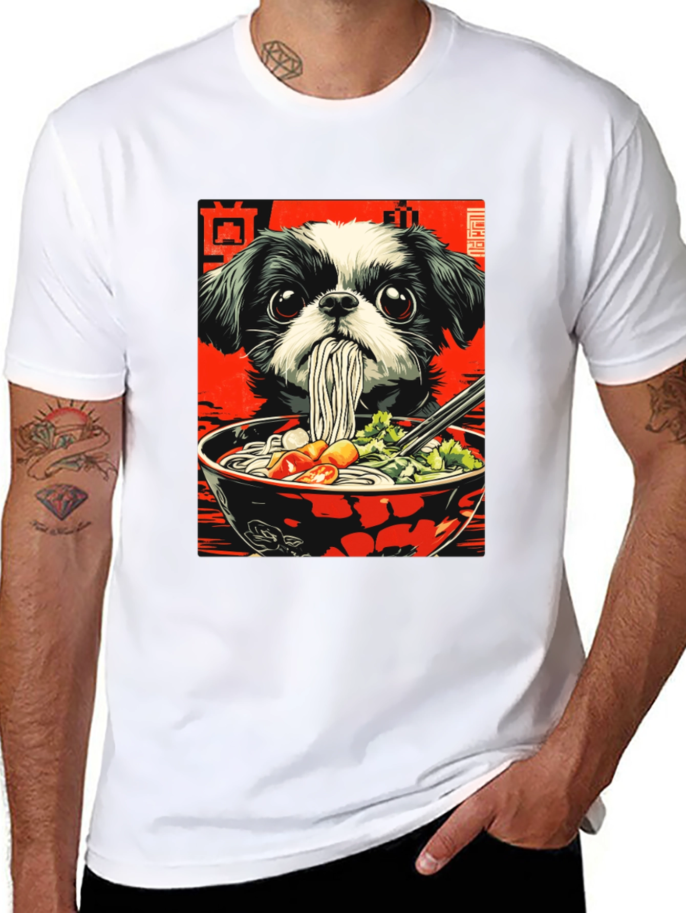 Dog Ramen Graphic Tee - Unique Anime Style Shirt