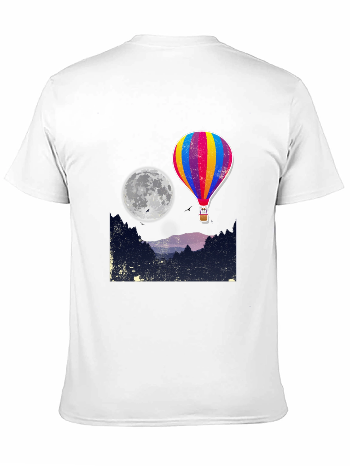 Hot Air Balloon Moon Graphic Tee - Black
