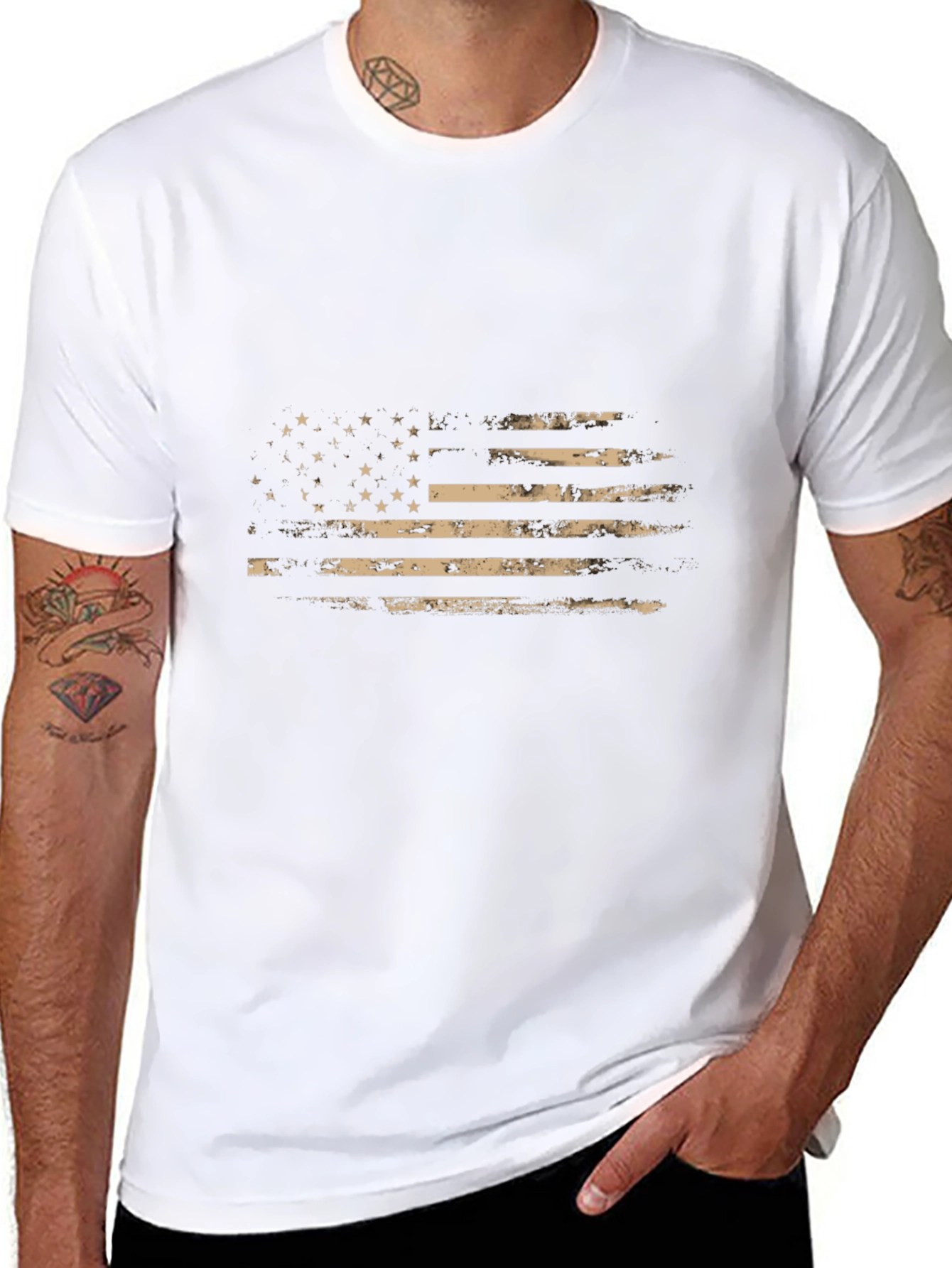 Distressed American Flag Graphic T-Shirt