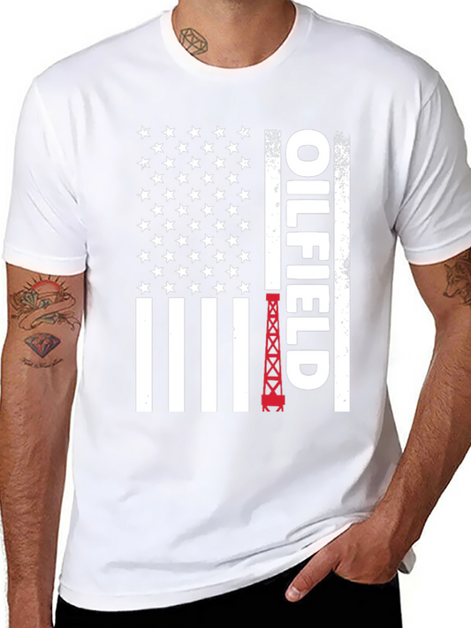 Oilfield American Flag Graphic T-Shirt