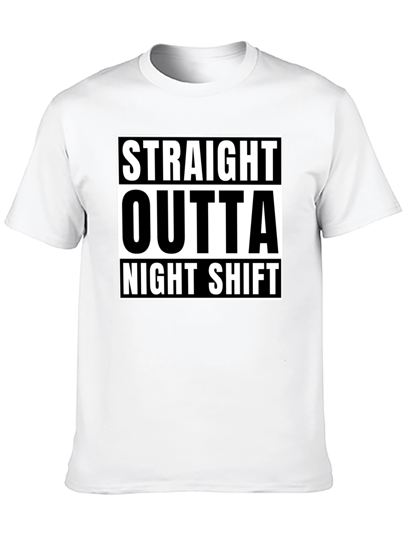 Straight Outta Night Shift Black Graphic T-Shirt