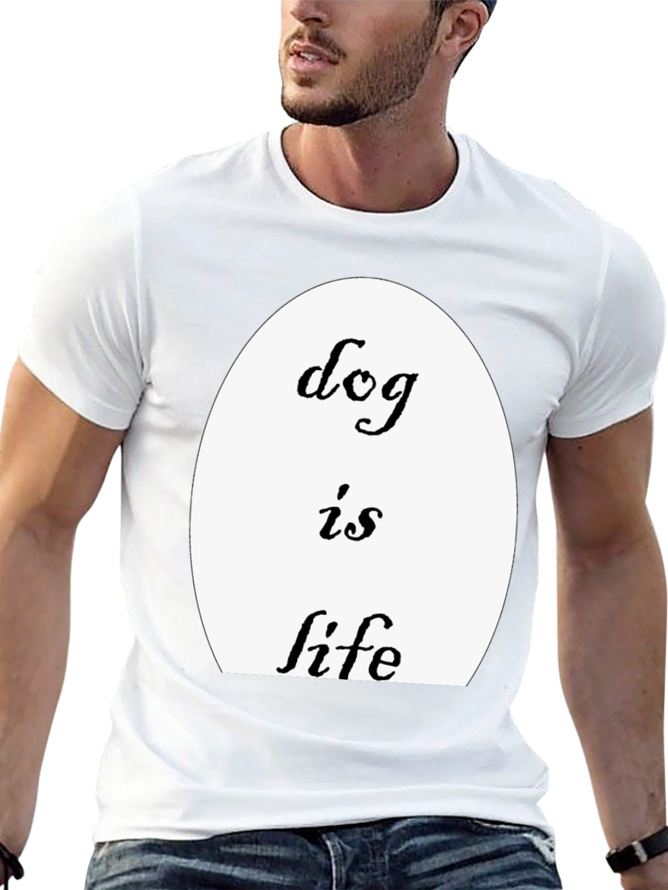 Dog Is Life T-Shirt - Black Crew Neck Tee