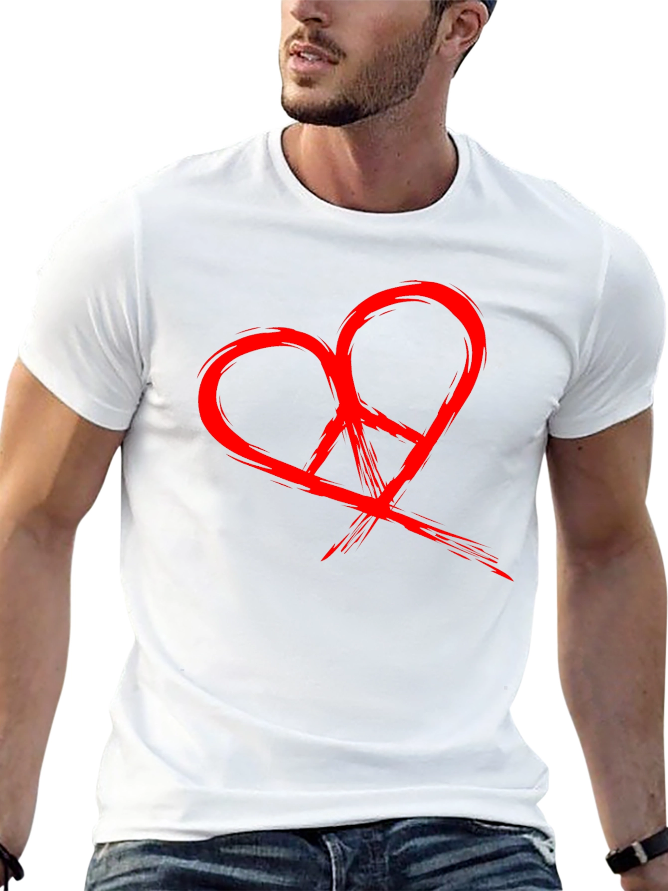 Heart Peace Sign Graphic Black T-Shirt