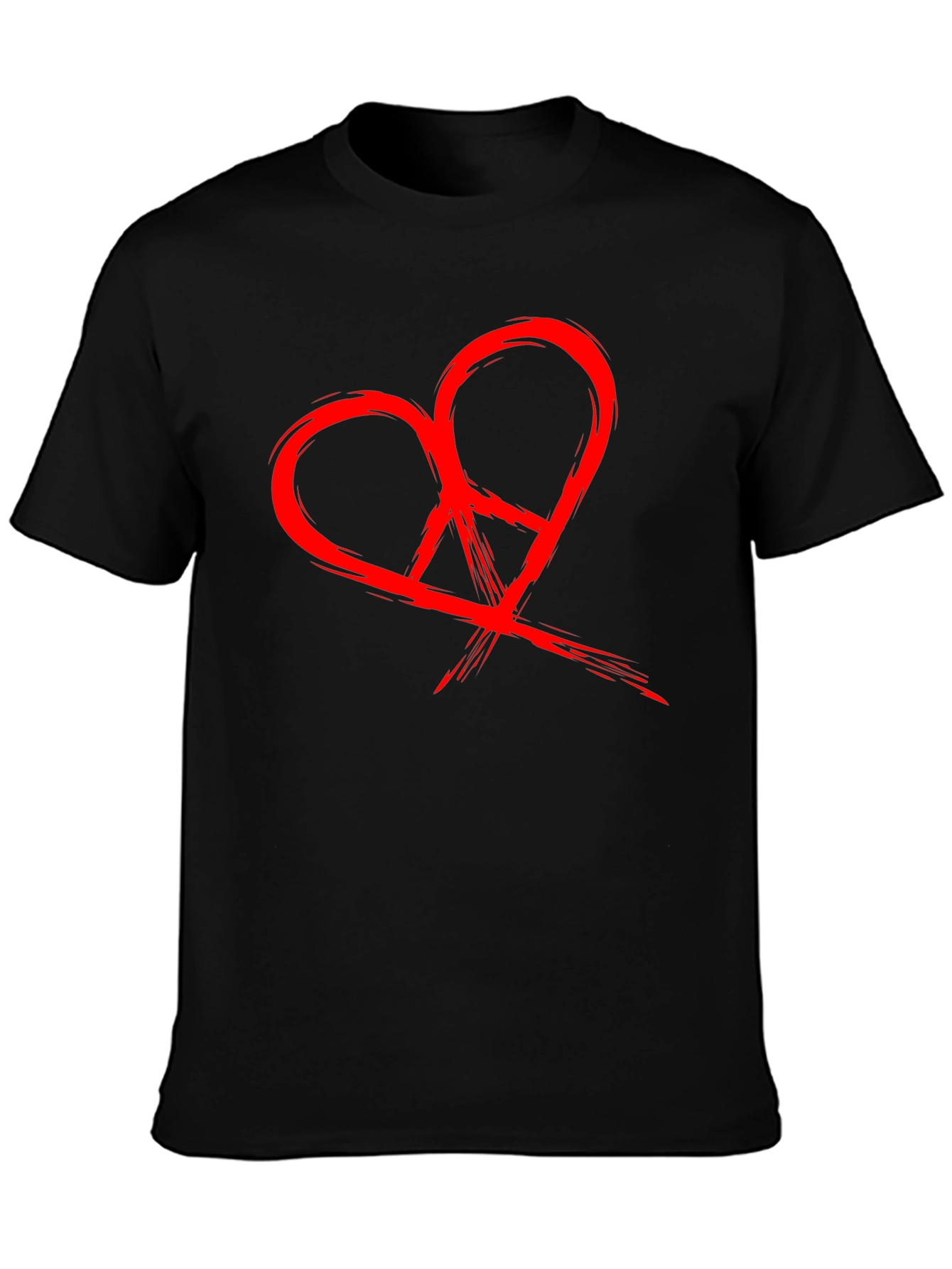 Heart Peace Sign Graphic Black T-Shirt