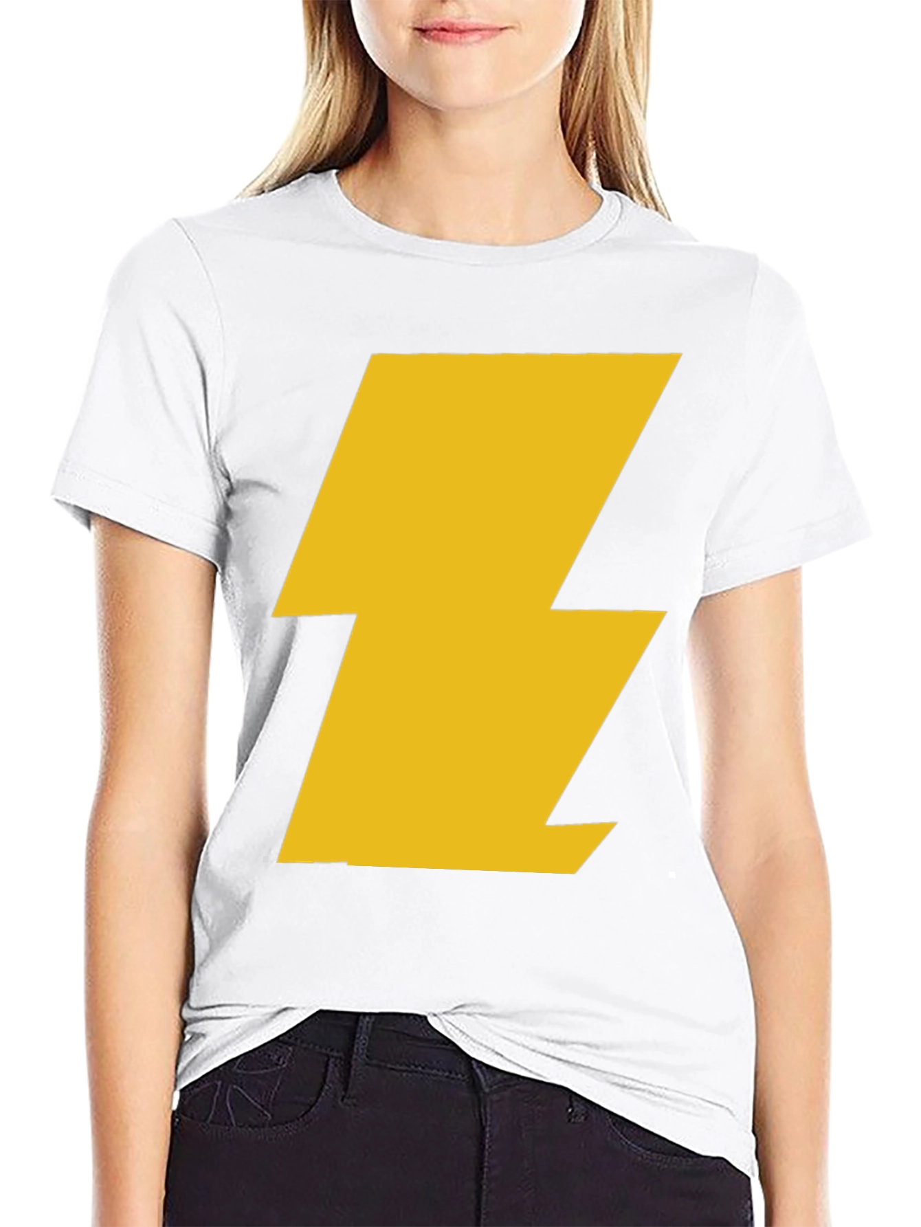 Black T-Shirt with Gold Lightning Bolt