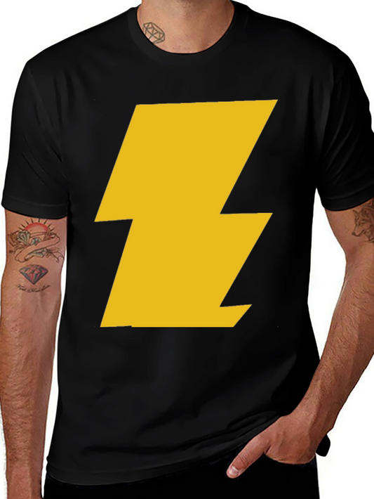 Black T-Shirt with Gold Lightning Bolt
