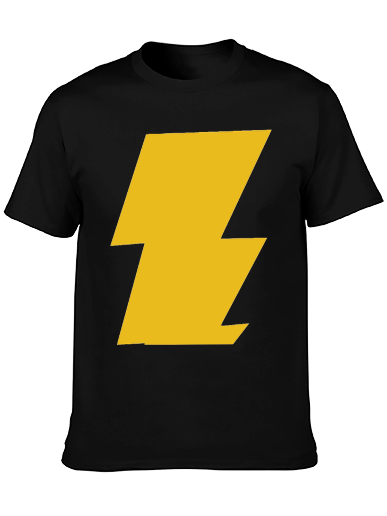 Black T-Shirt with Gold Lightning Bolt