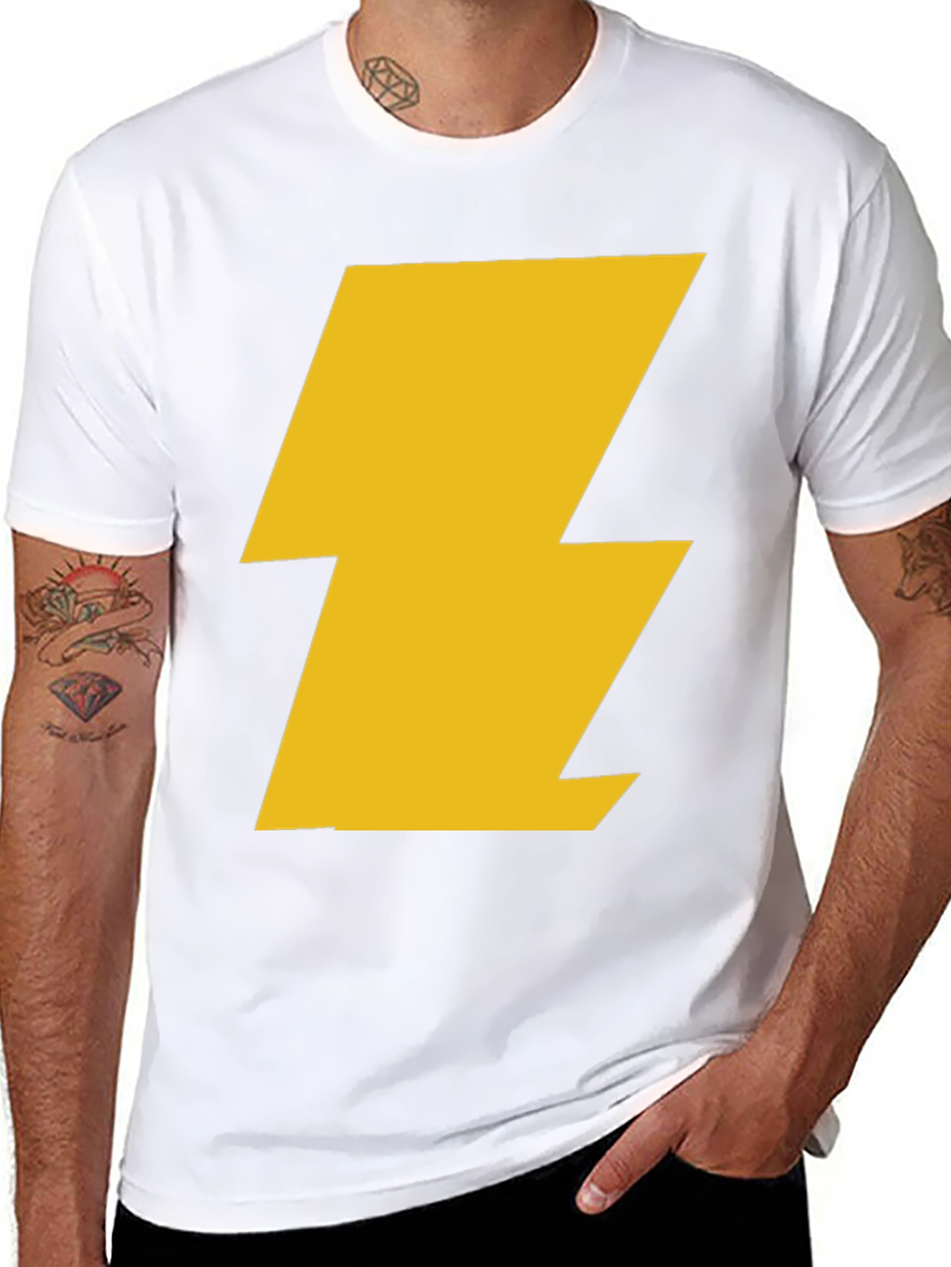 Black T-Shirt with Gold Lightning Bolt