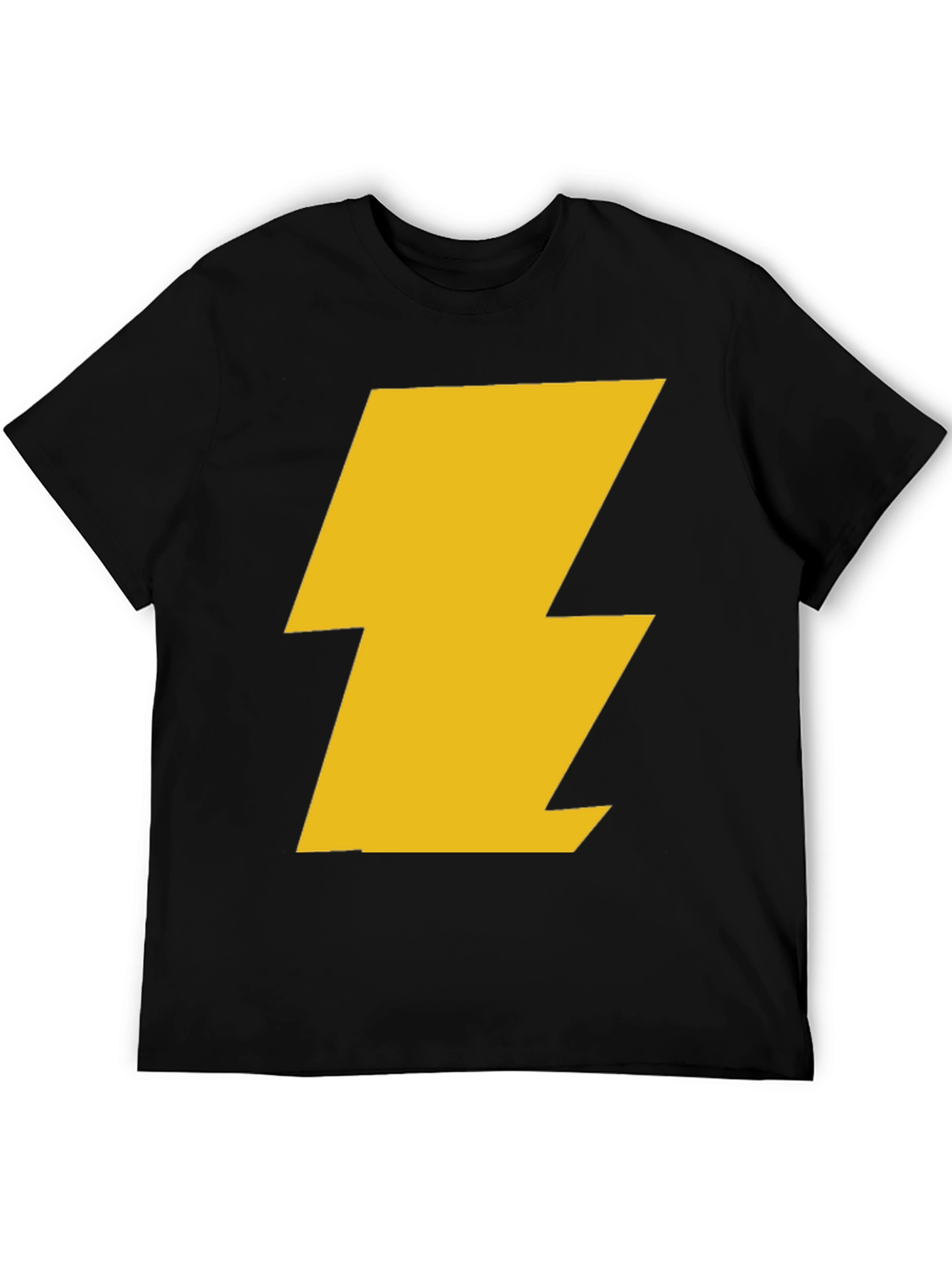 Black T-Shirt with Gold Lightning Bolt