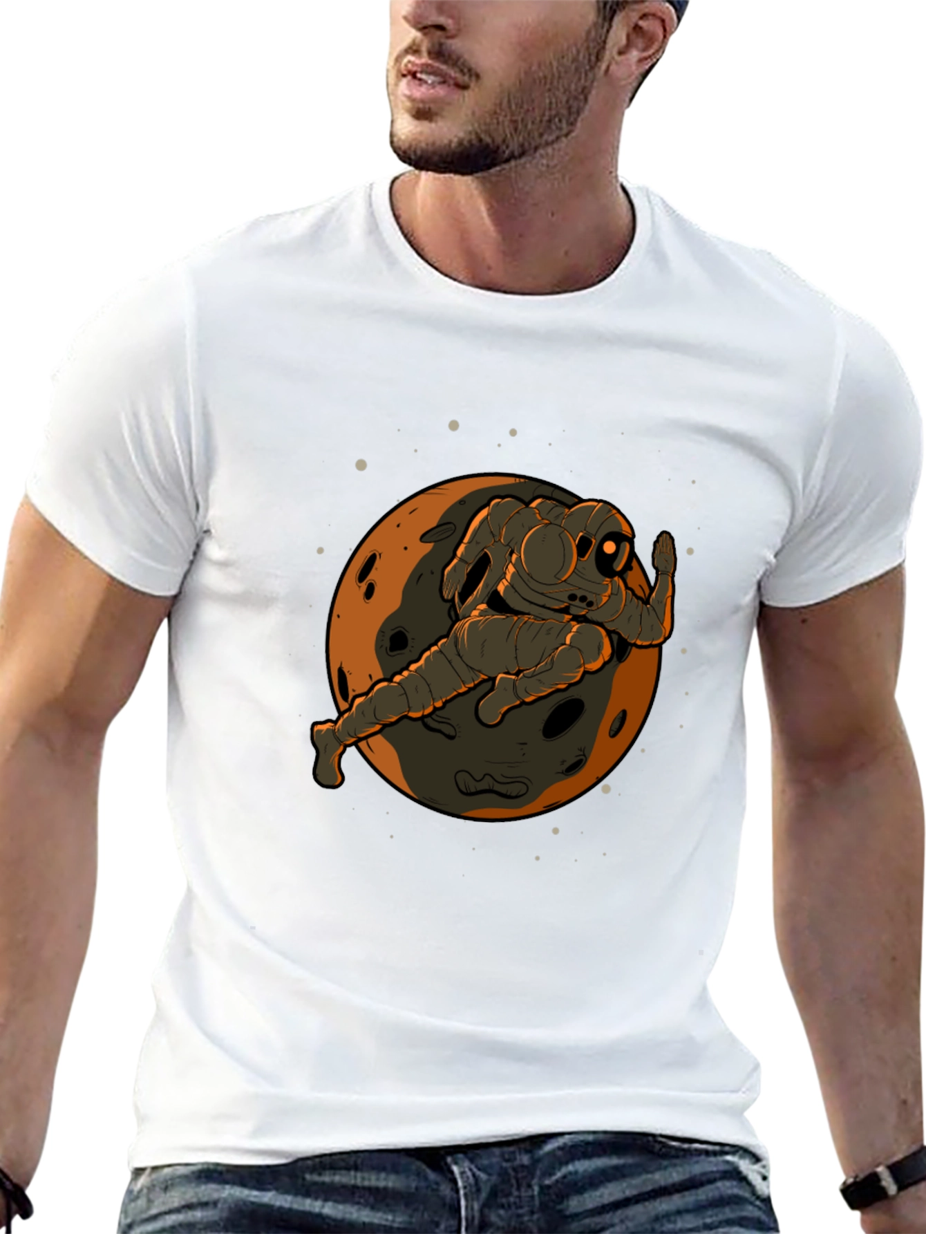 Astronaut Moon Graphic Black T-Shirt