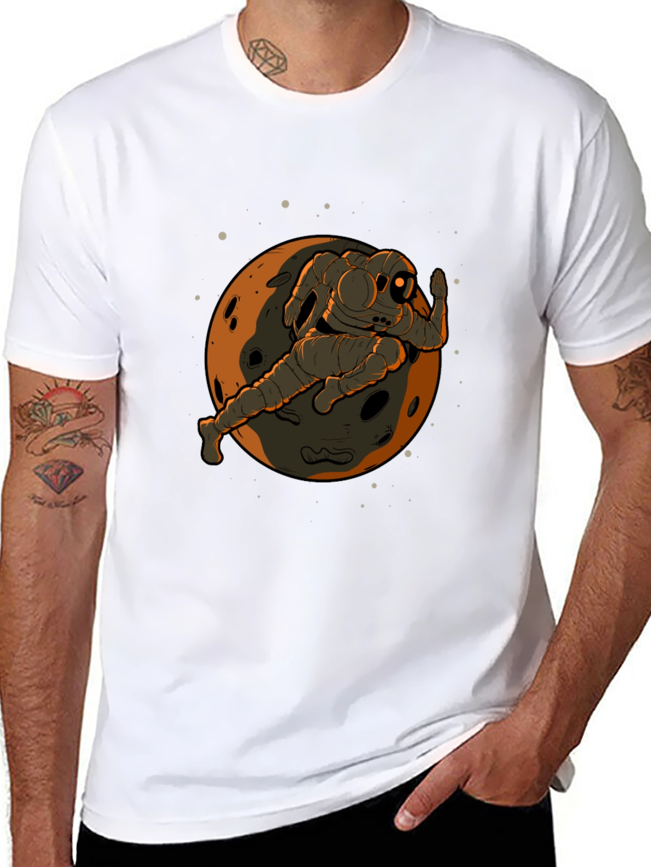 Astronaut Moon Graphic Black T-Shirt