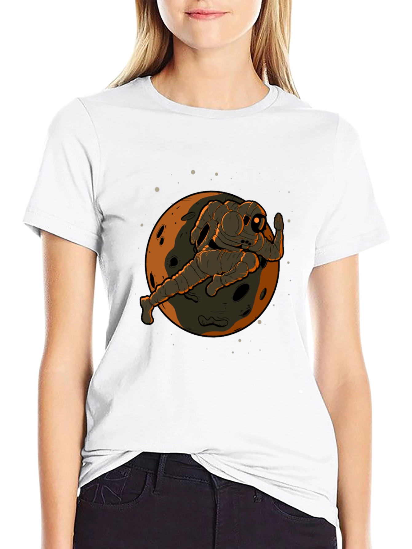 Astronaut Moon Graphic Black T-Shirt