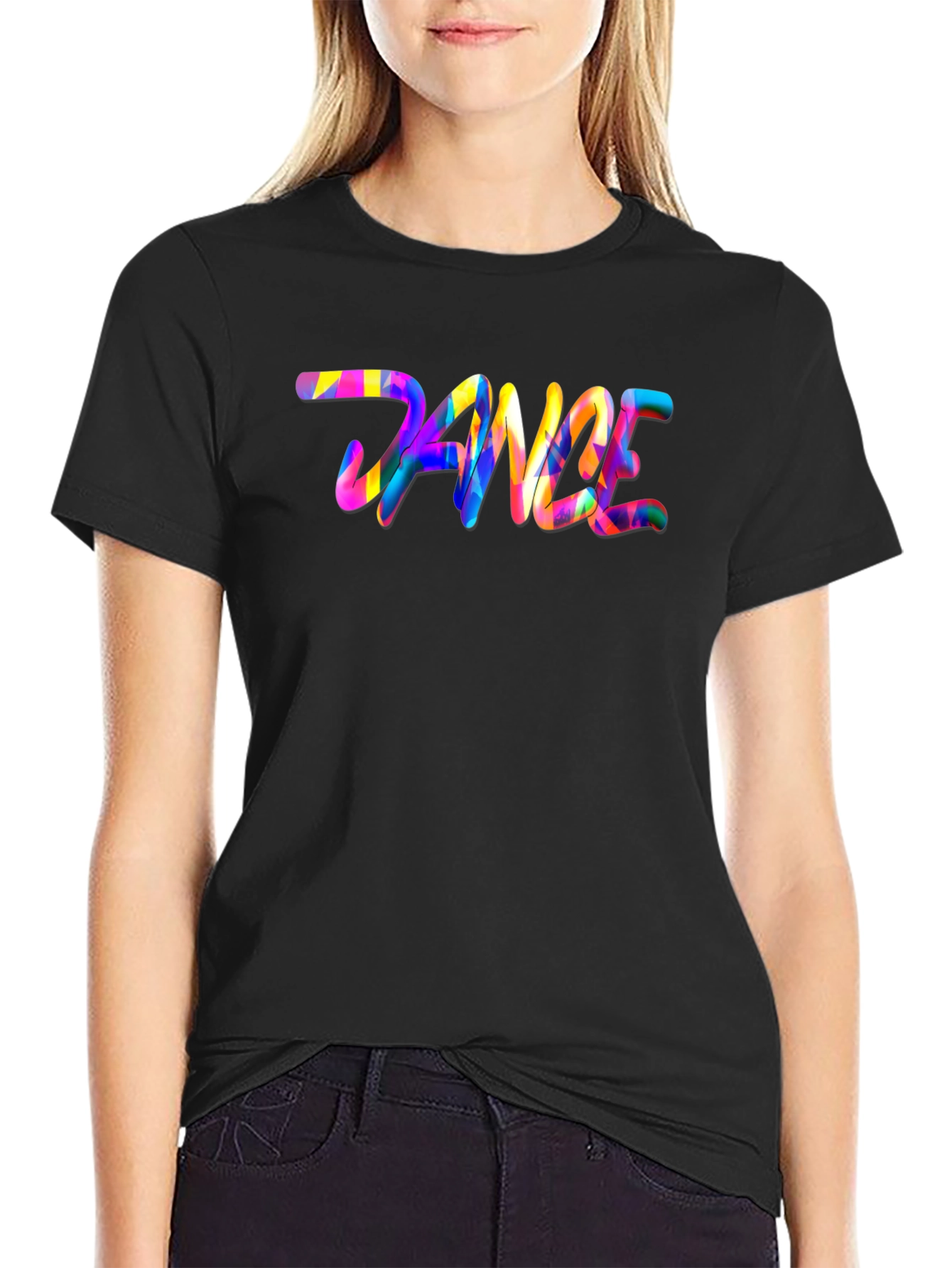 Vibrant Dance Graphic Black T-Shirt