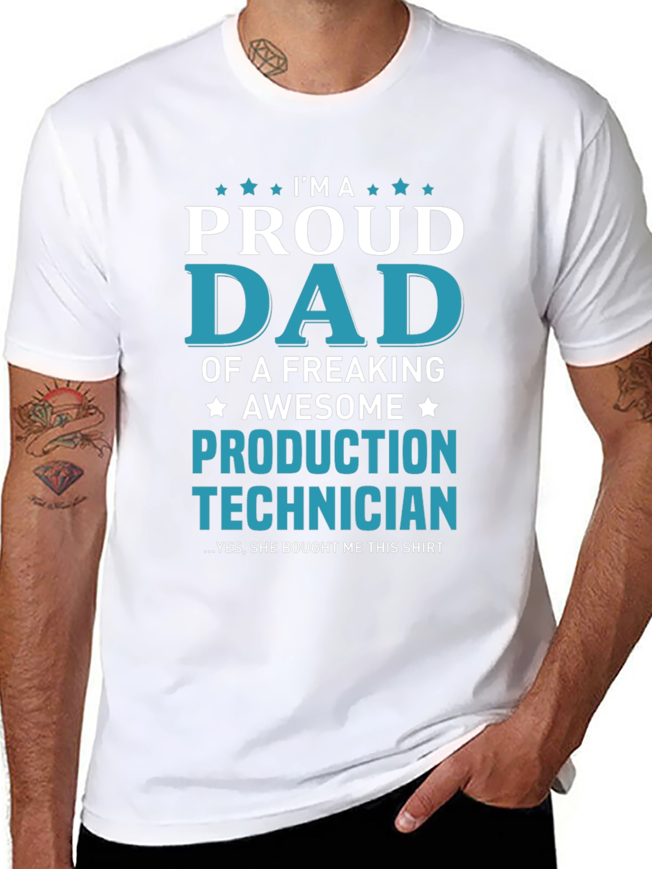 Proud Dad Production Technician Graphic T-Shirt