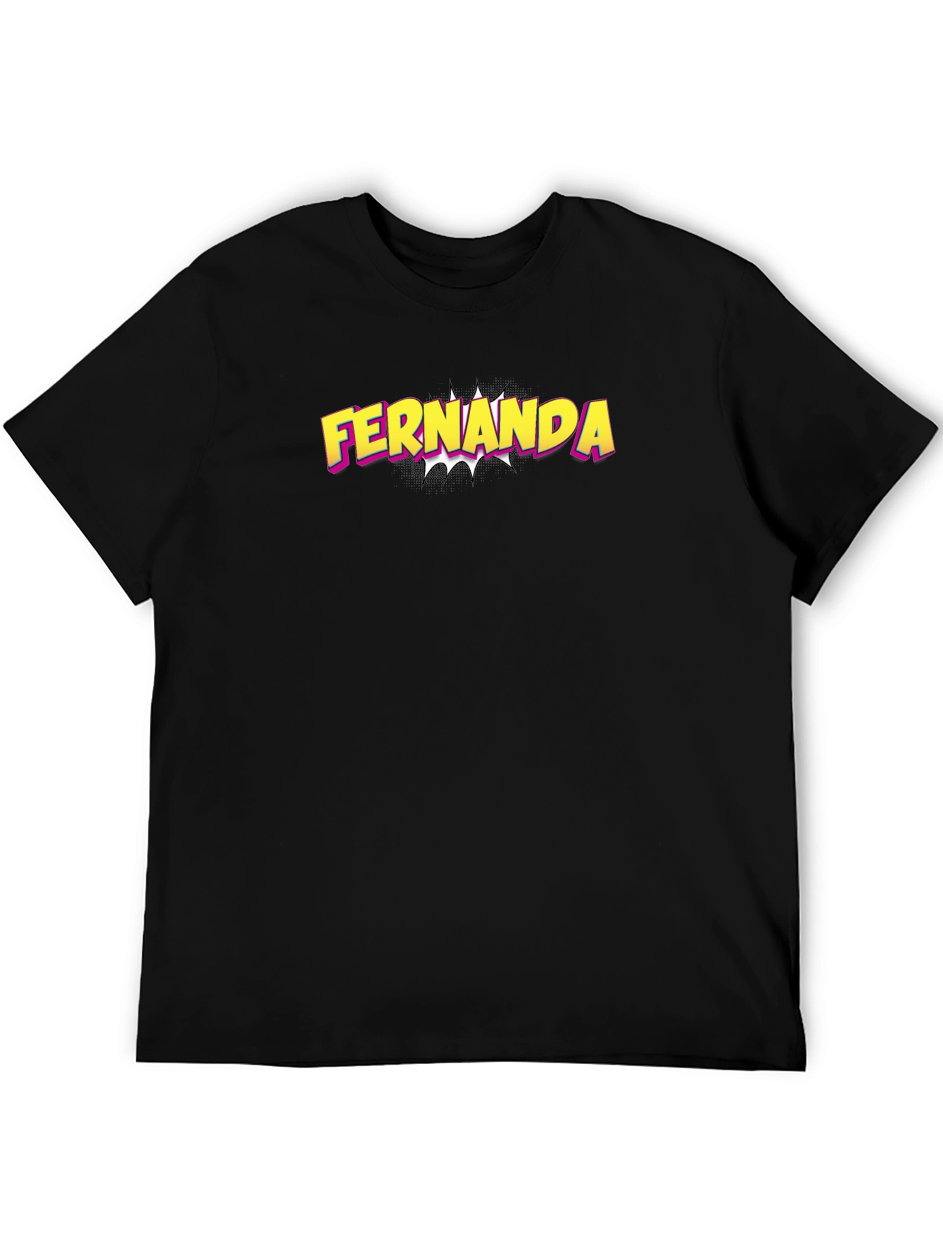Fernanda Comic Style T-Shirt - Black Crew Neck Tee