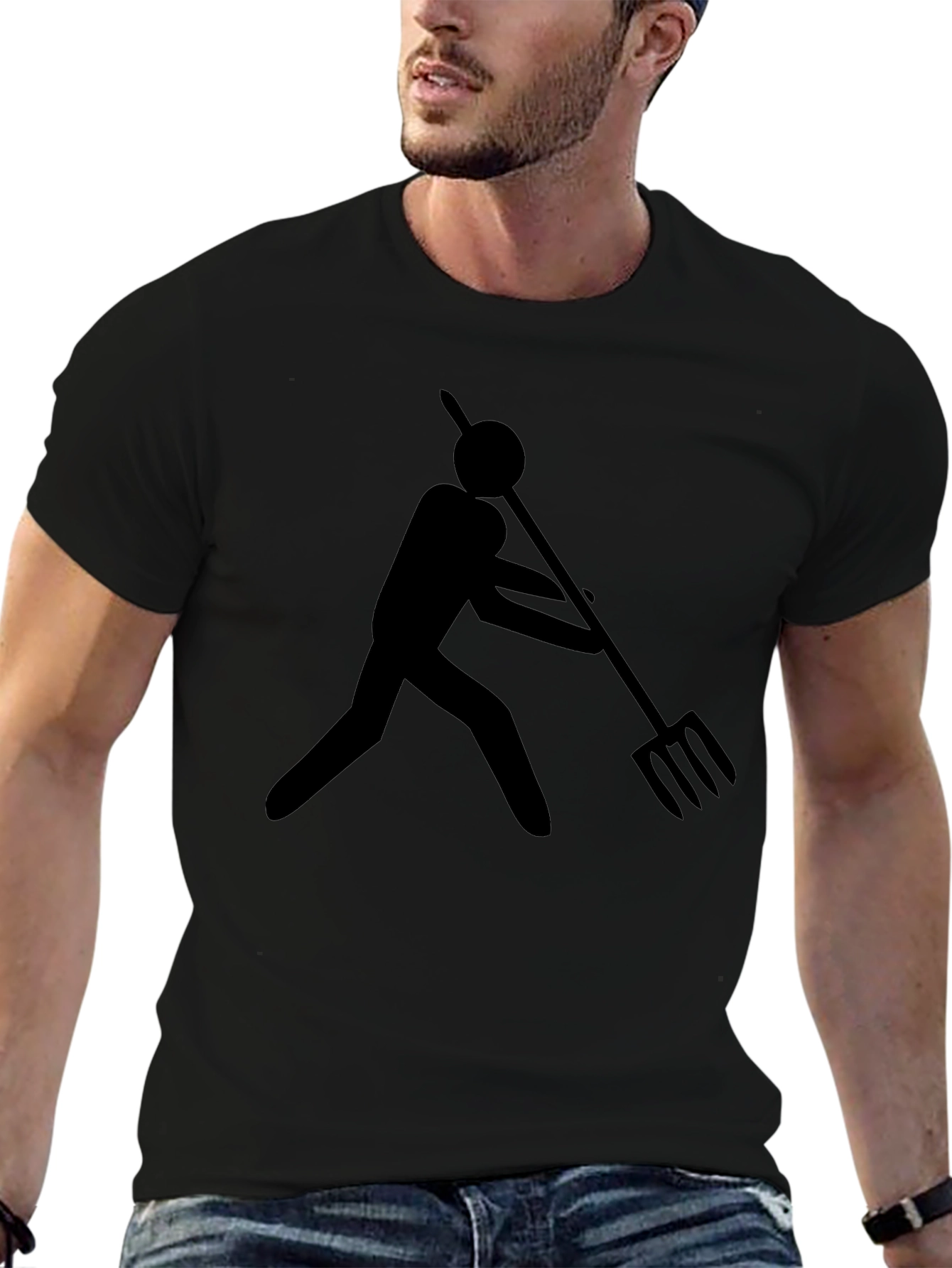 Abstract Stick Figure Pitchfork Graphic Tee