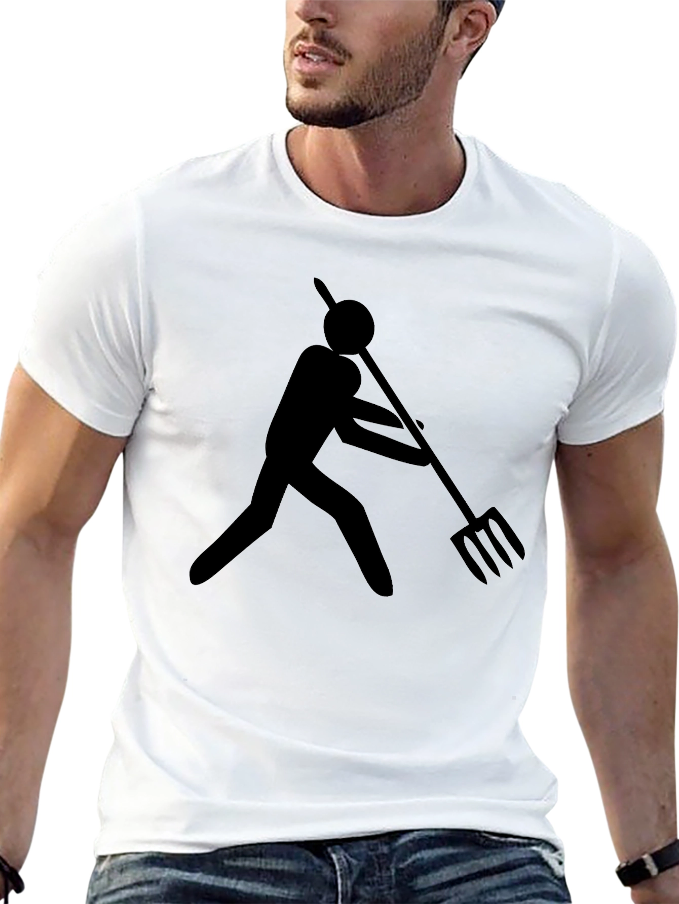 Abstract Stick Figure Pitchfork Graphic Tee