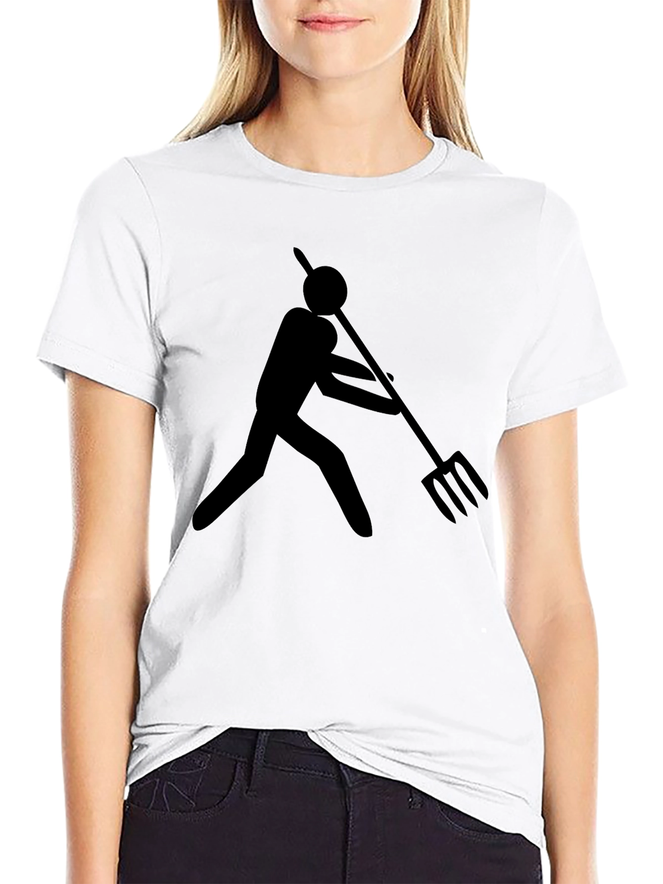 Abstract Stick Figure Pitchfork Graphic Tee