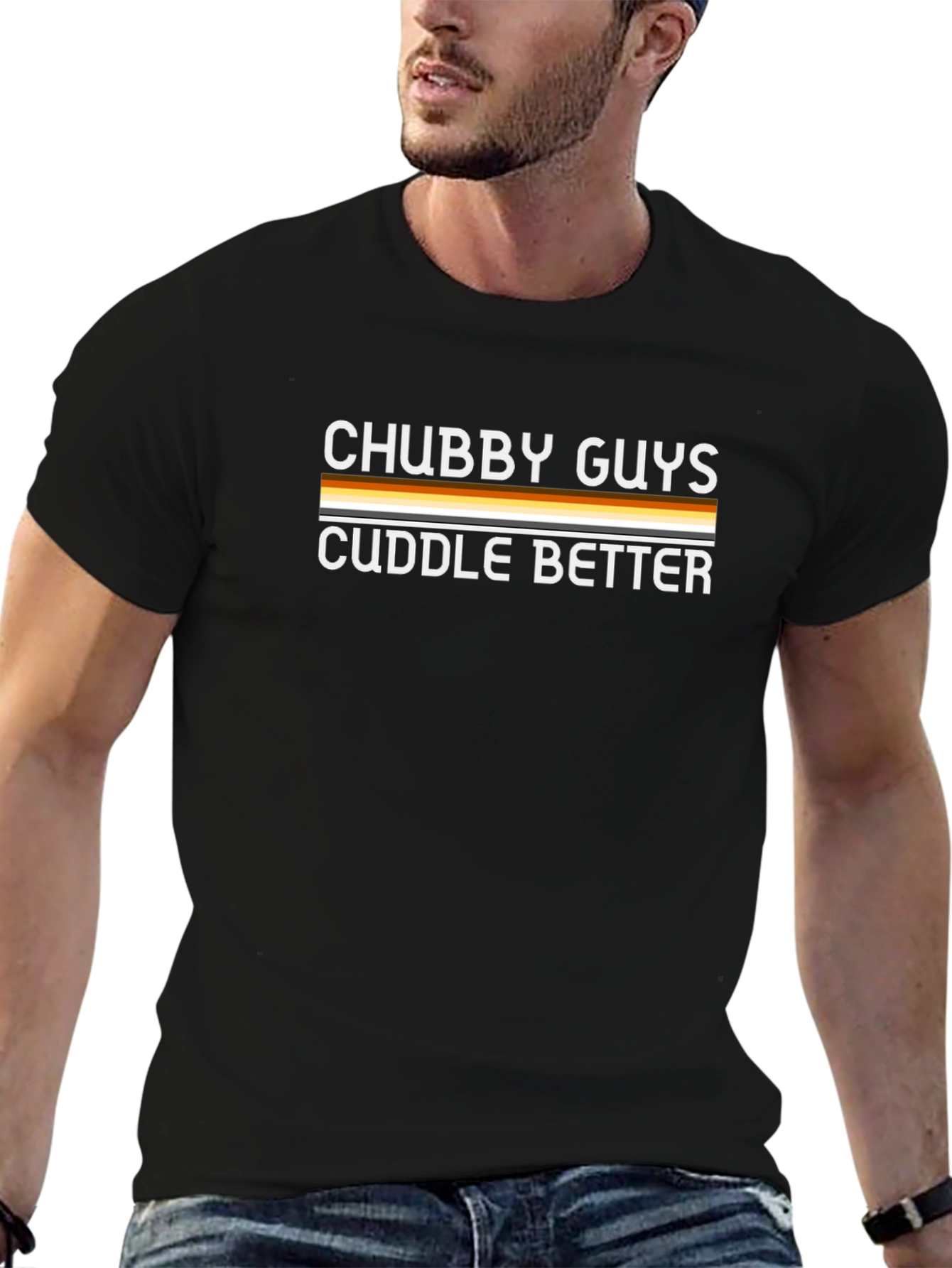 Chubby Guys Cuddle Better Black T-Shirt