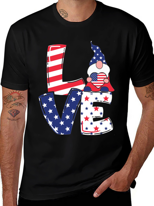 Patriotic Gnome Love T-Shirt - USA Pride Tee