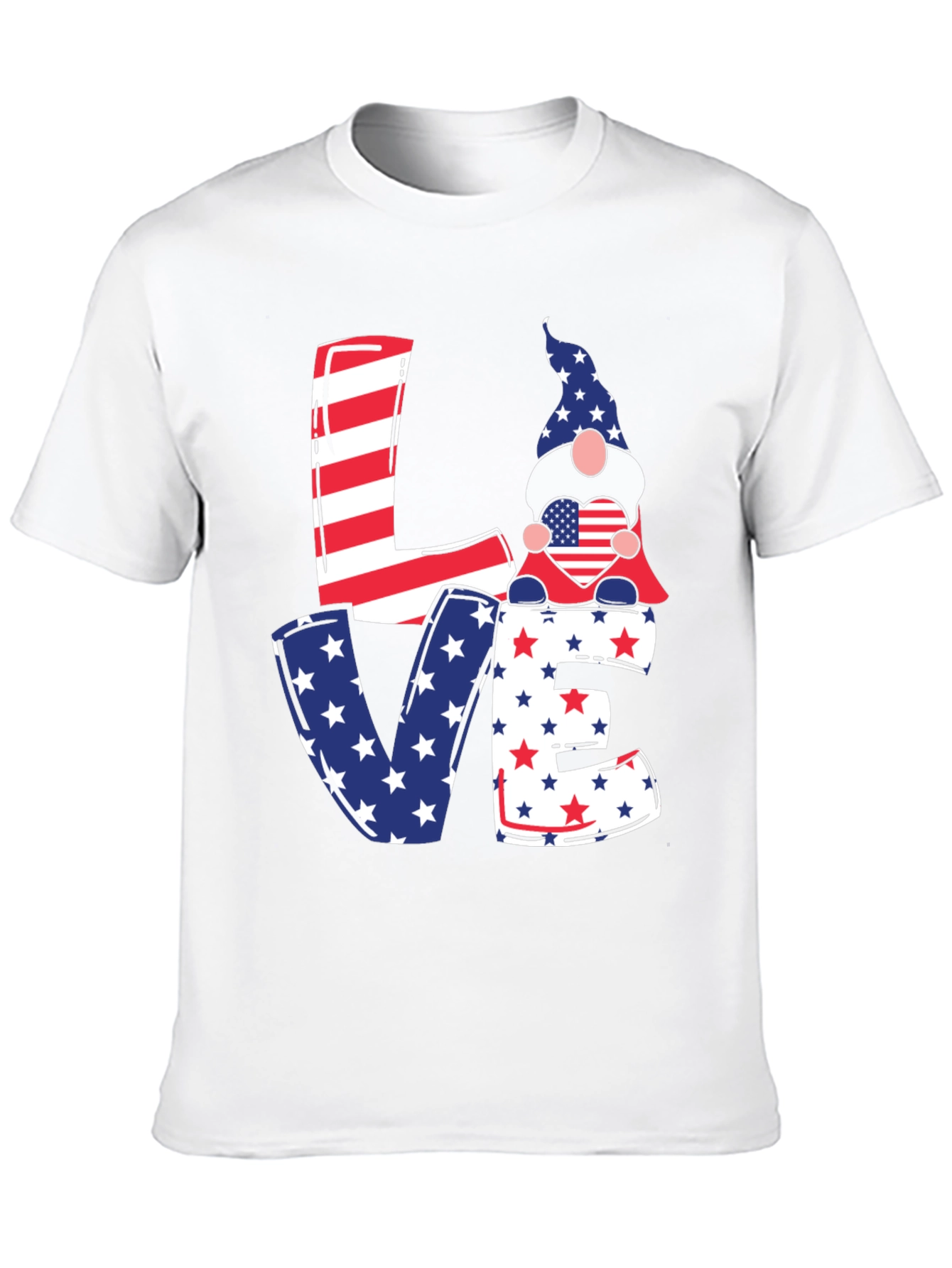 Patriotic Gnome Love T-Shirt - USA Pride Tee