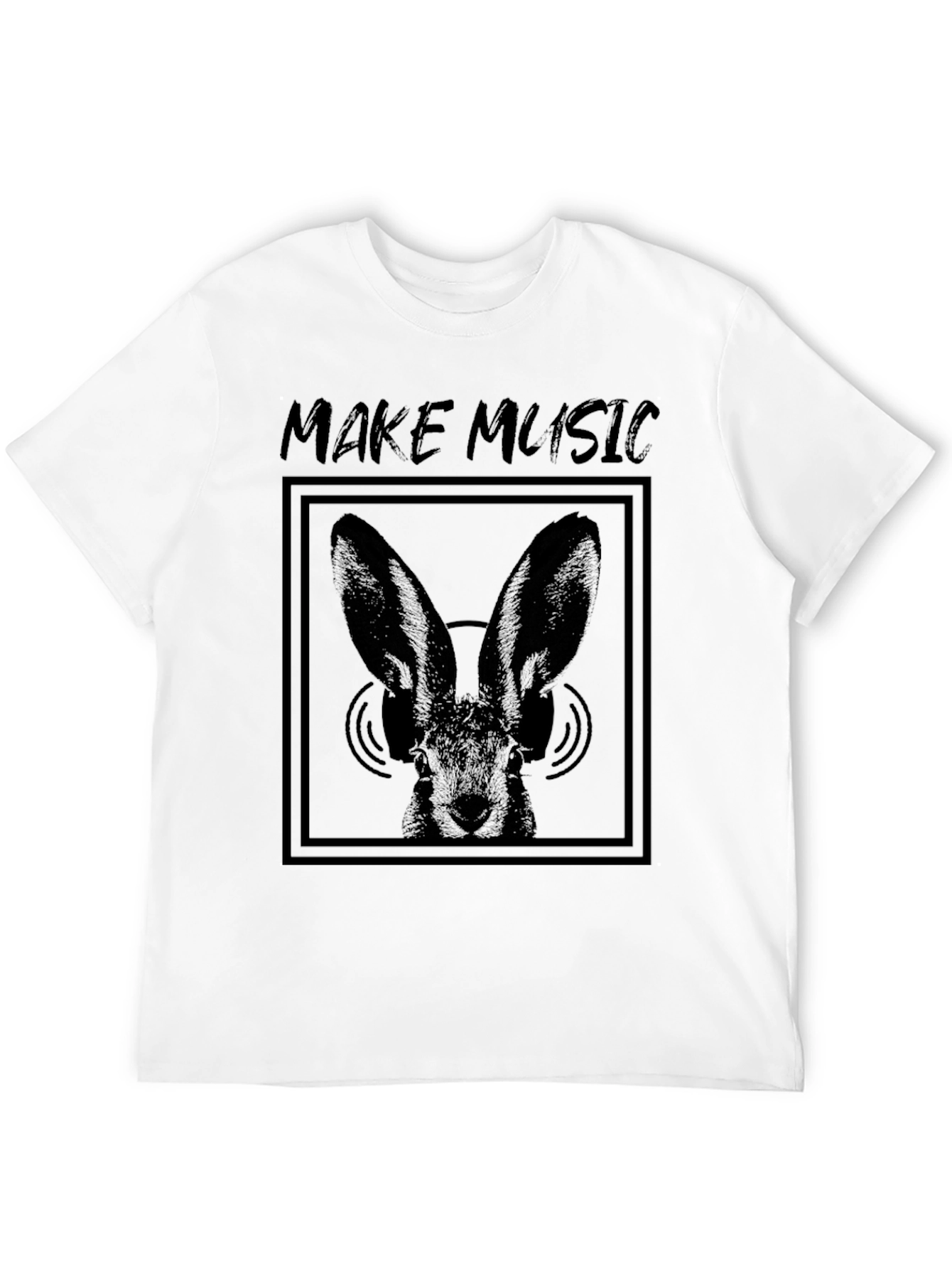 Make Music Bunny Graphic Tee - Black