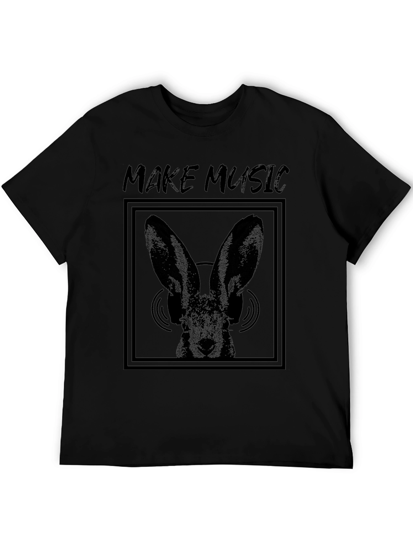 Make Music Bunny Graphic Tee - Black
