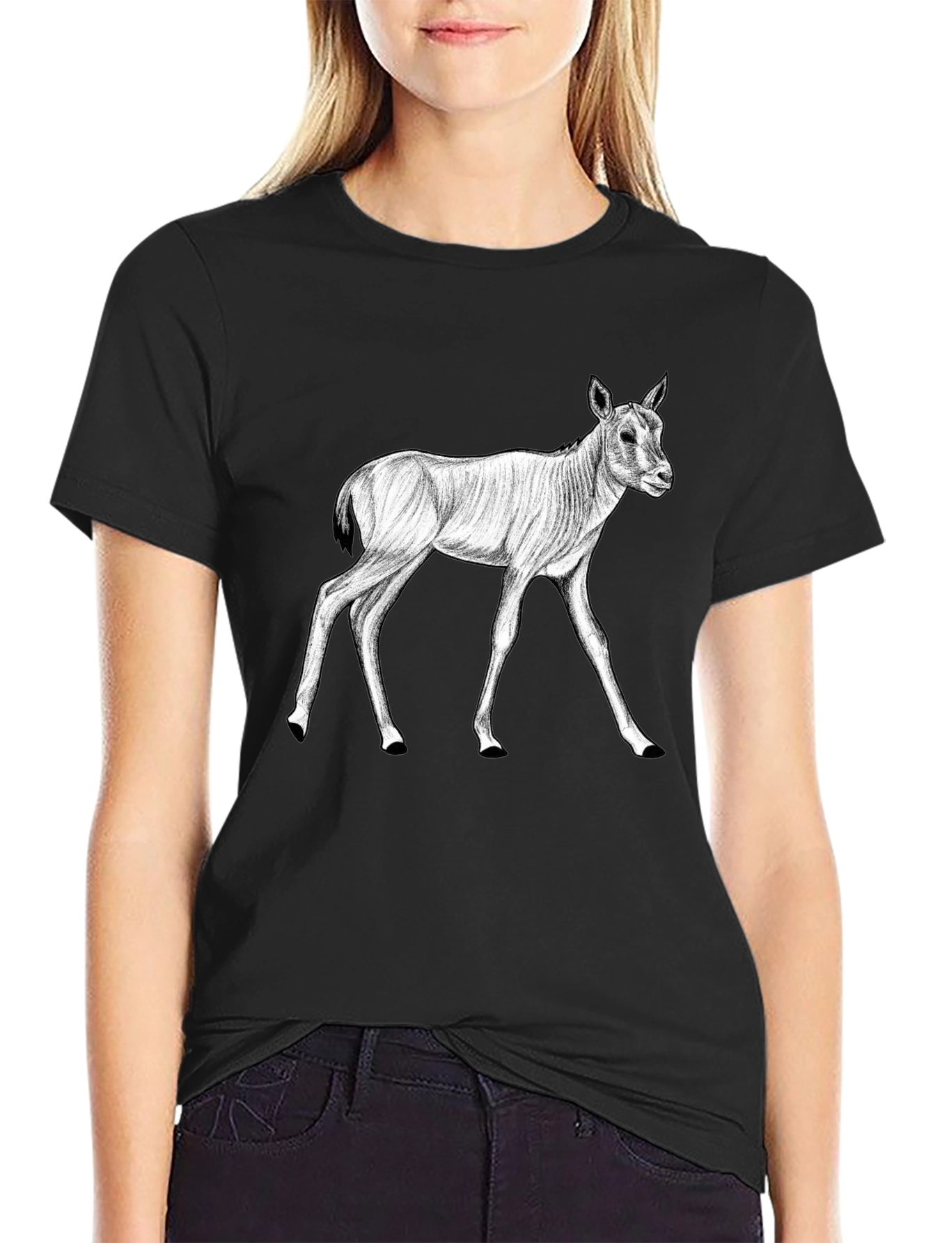 Black T-Shirt with Antelope Graphic