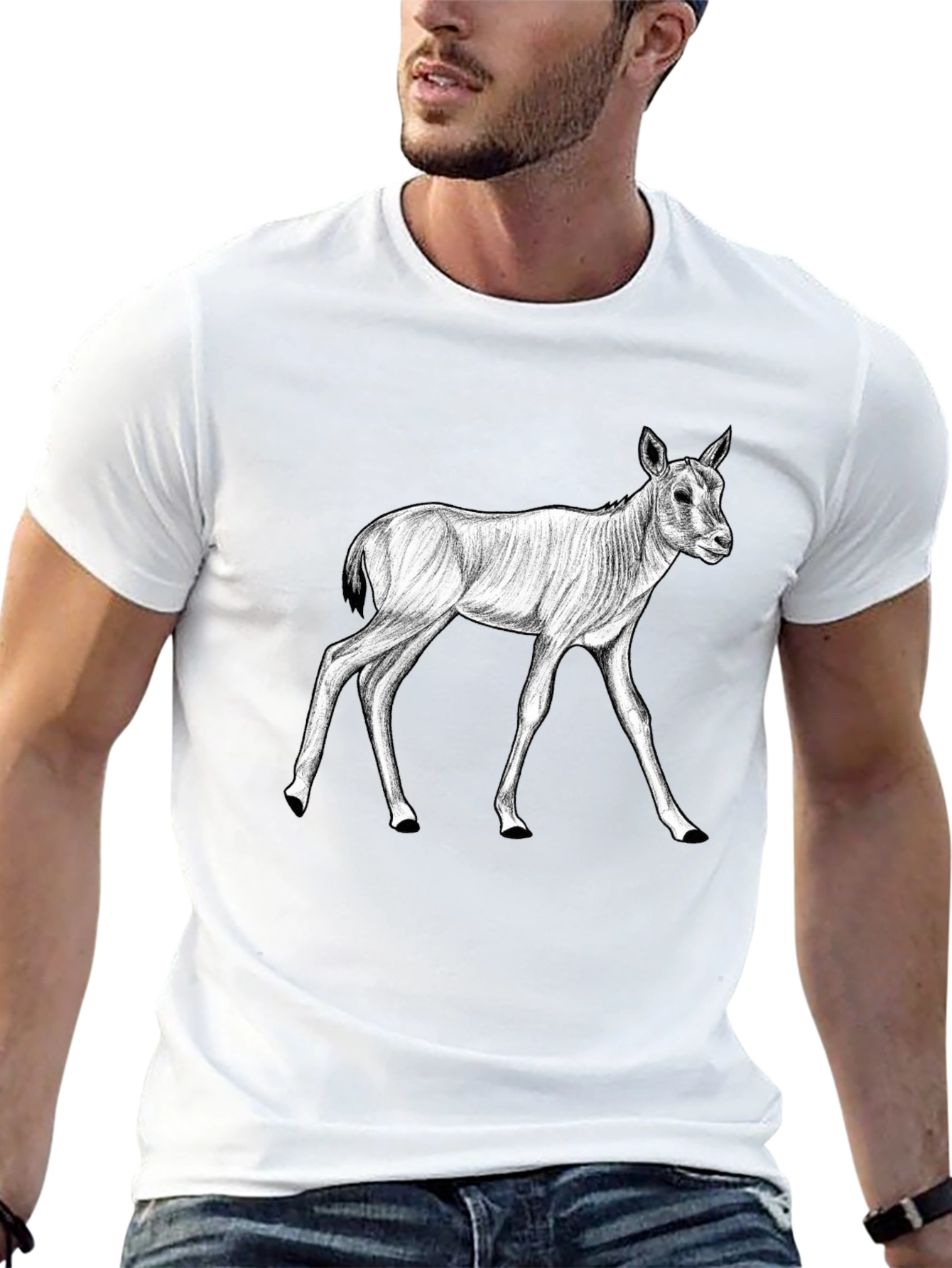Black T-Shirt with Antelope Graphic