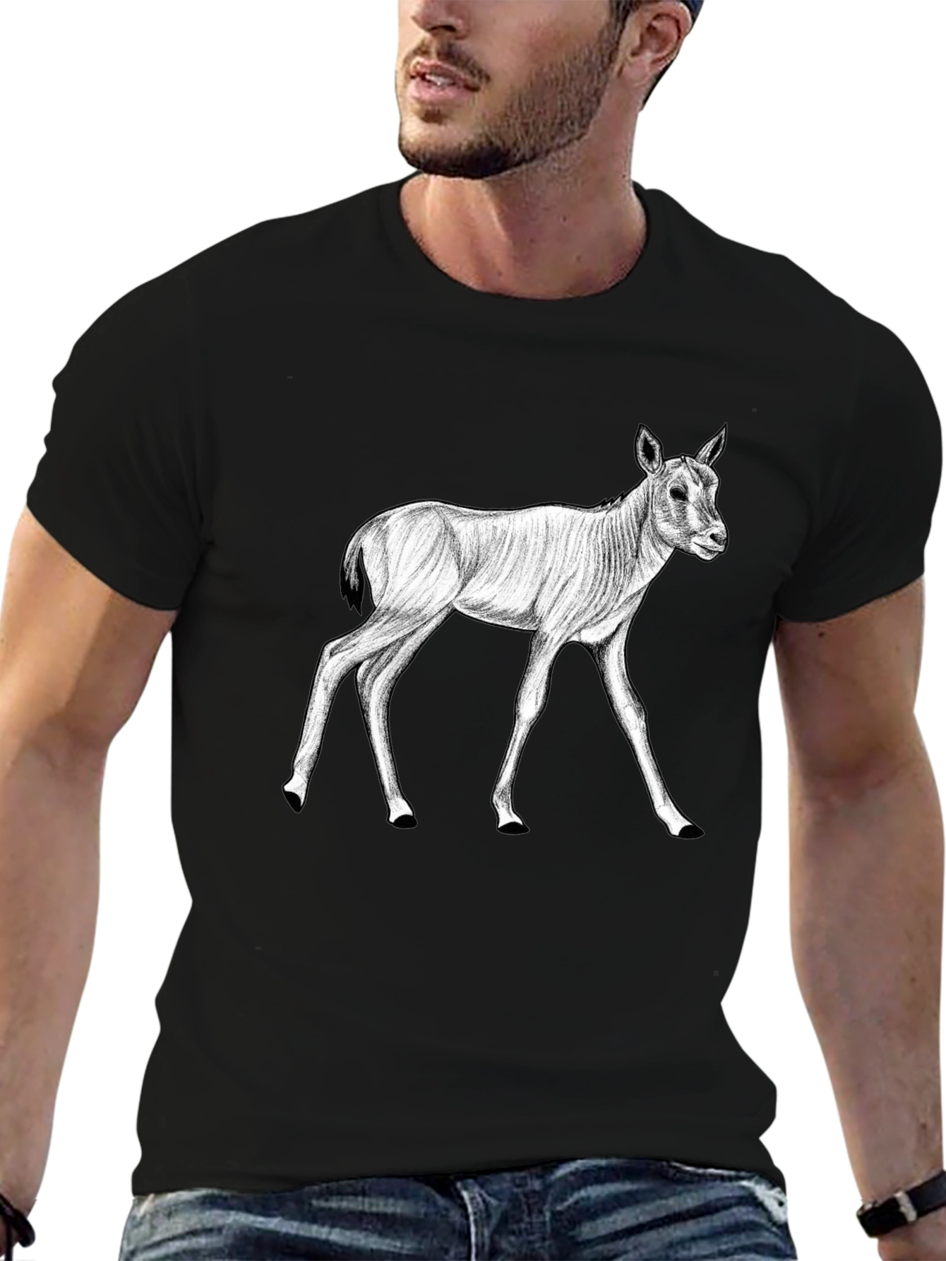 Black T-Shirt with Antelope Graphic