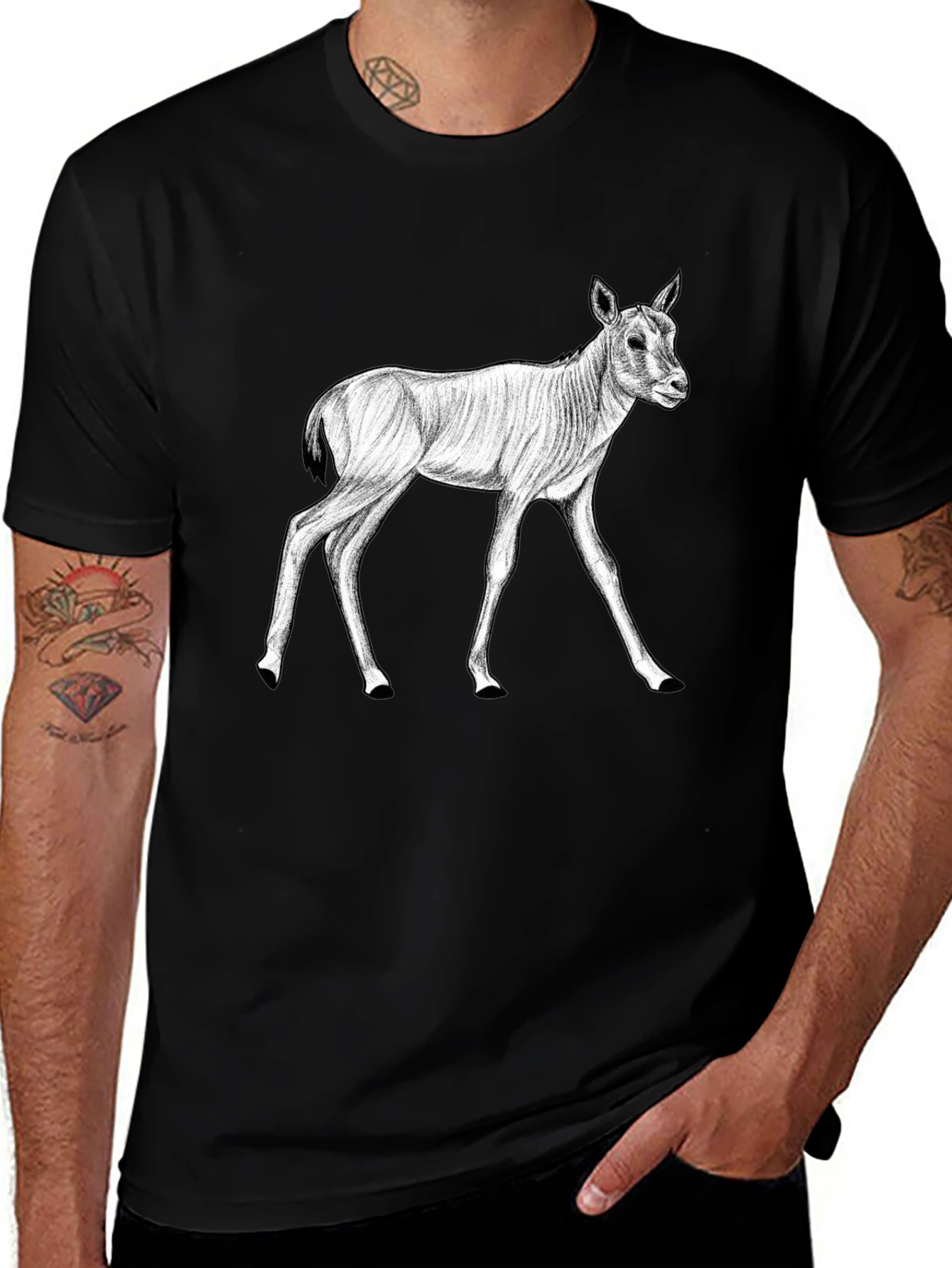 Black T-Shirt with Antelope Graphic