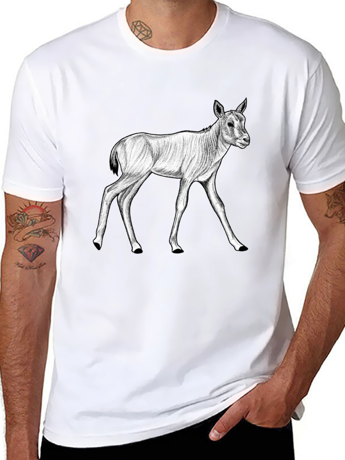 Black T-Shirt with Antelope Graphic