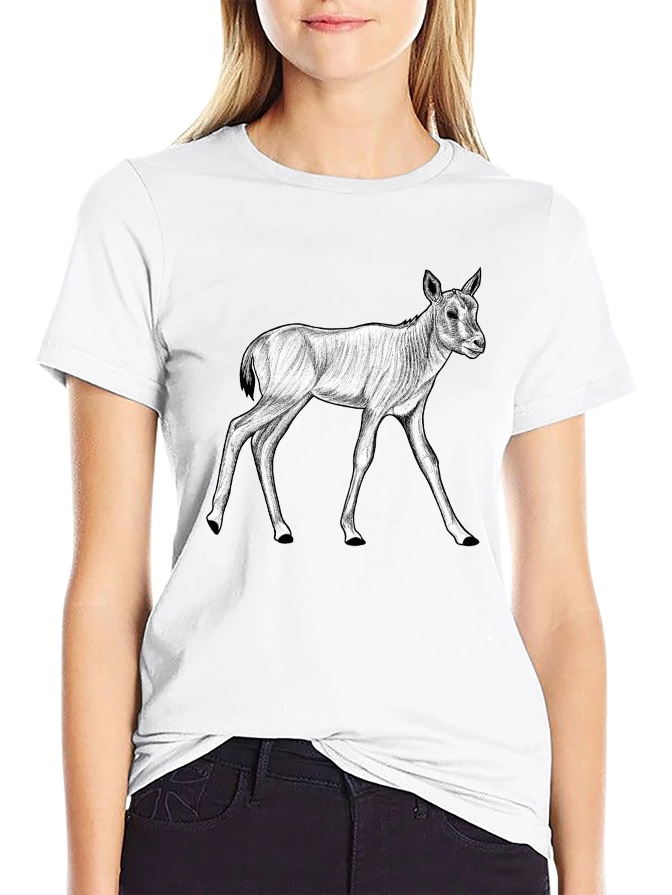 Black T-Shirt with Antelope Graphic
