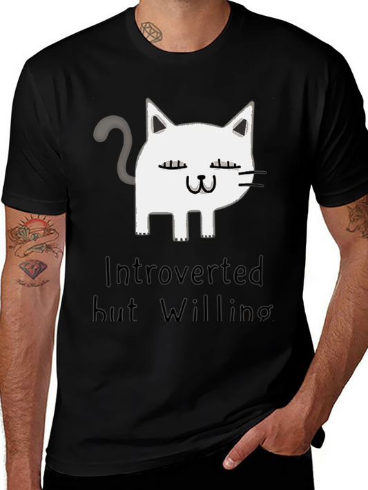 Introverted But Willing Cat Graphic T-Shirt