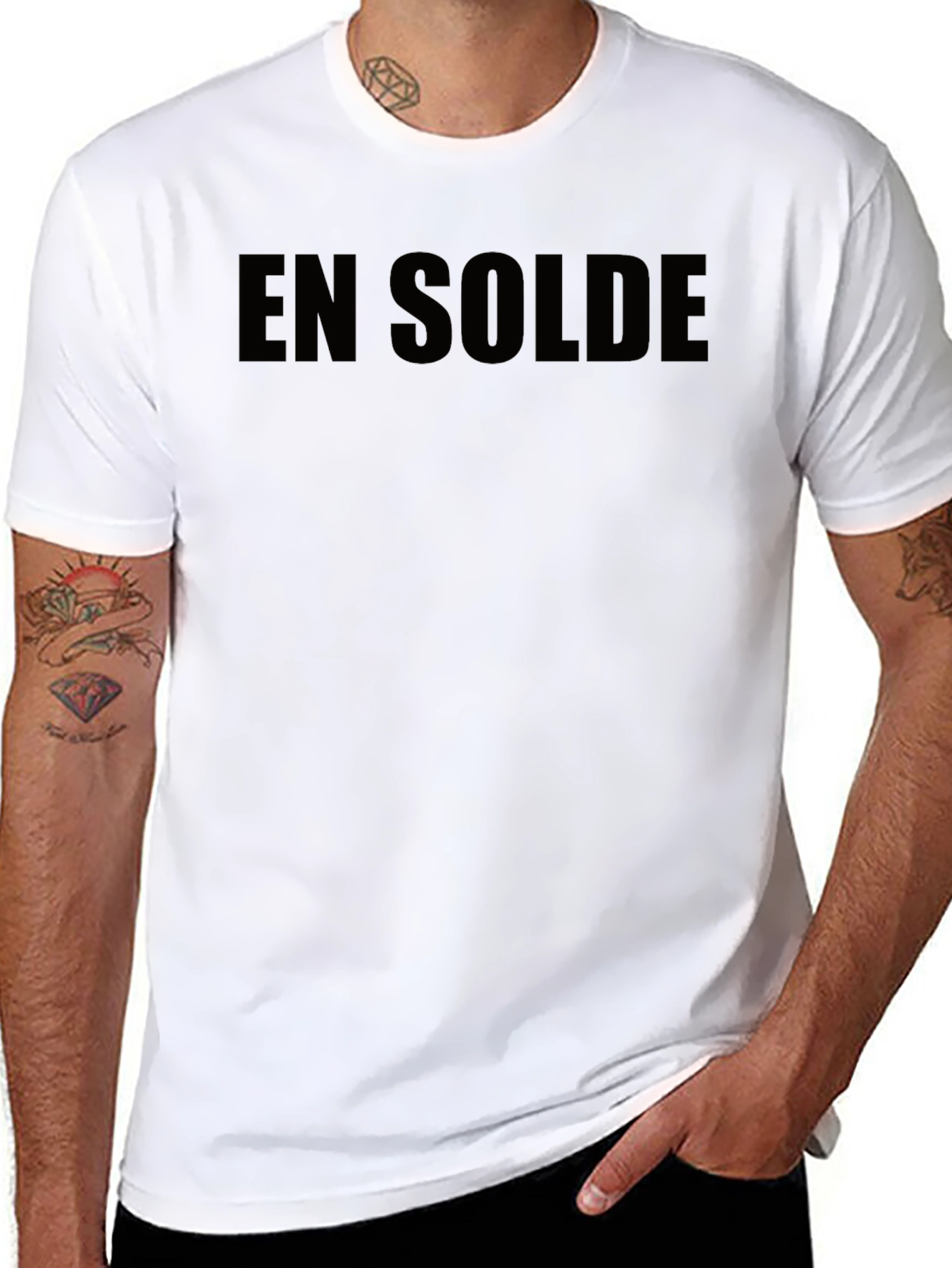 En Solde Black Graphic T-Shirt