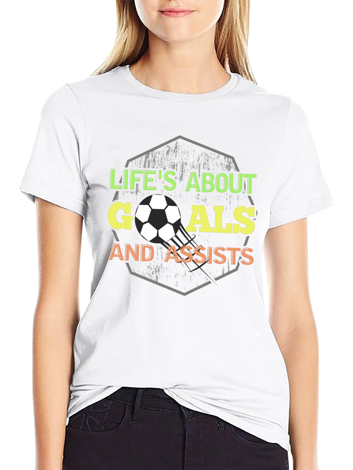 Lifes About Goals Soccer Graphic Tee