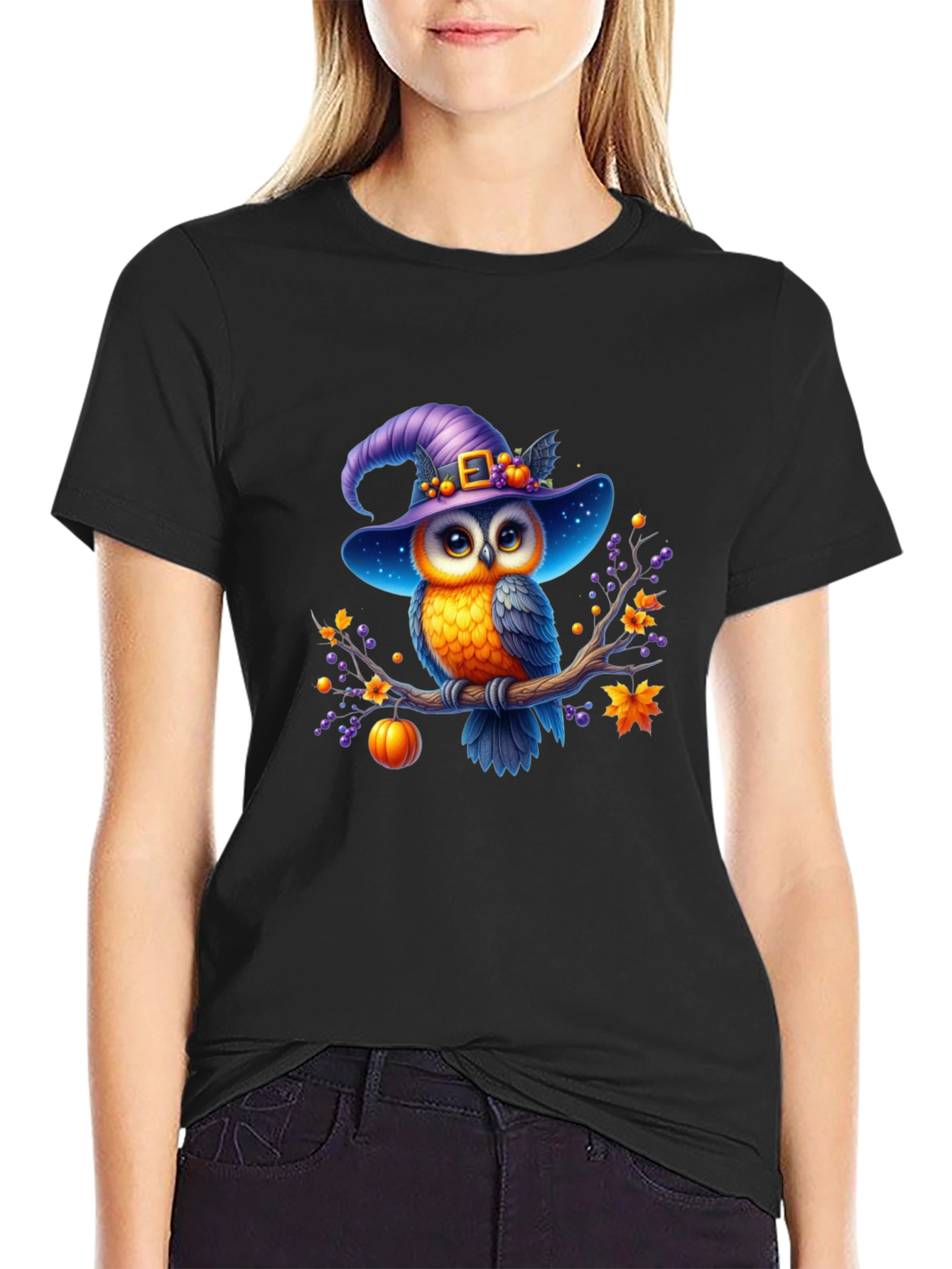 Halloween Owl T-Shirt: Cute Witch Hat Design