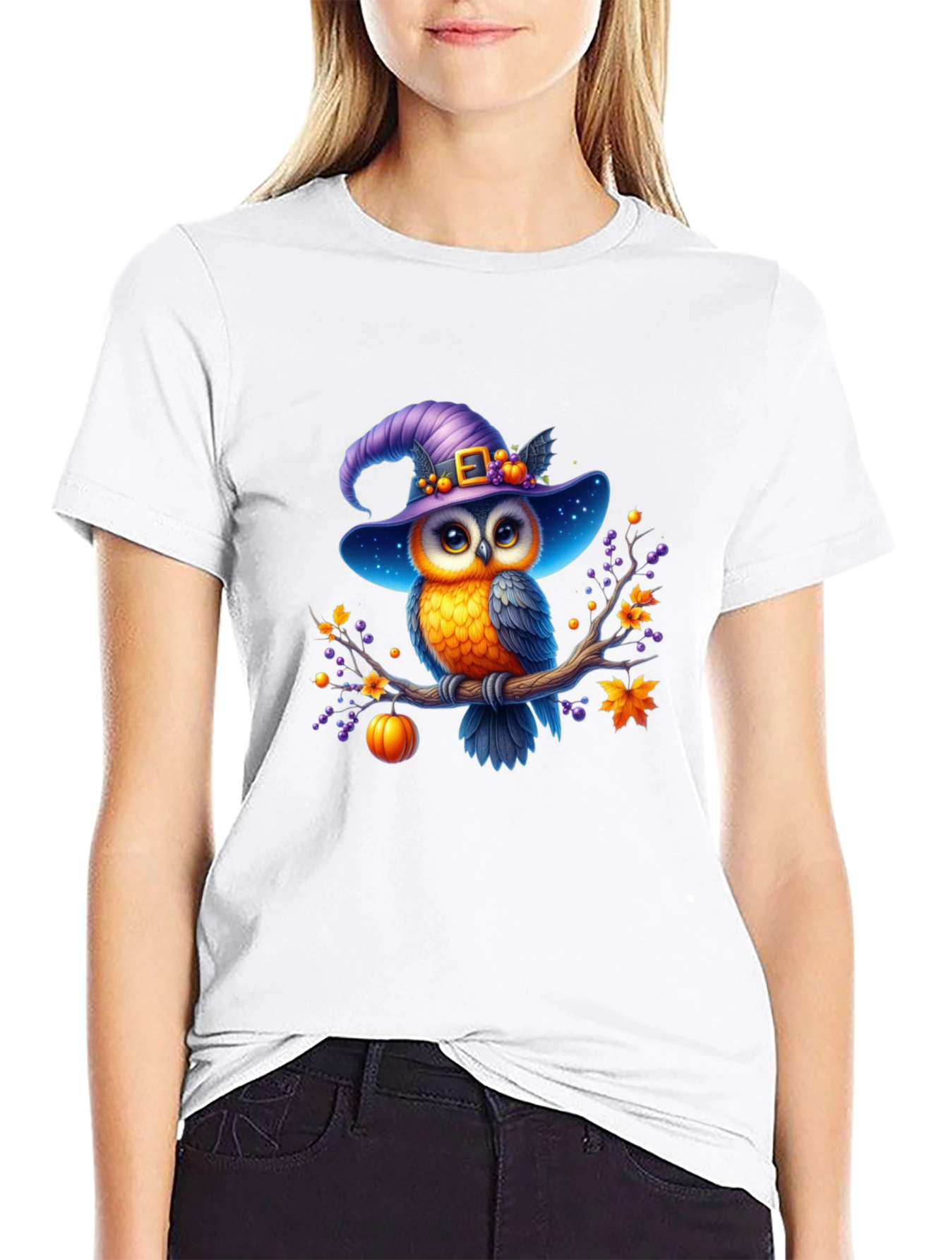 Halloween Owl T-Shirt: Cute Witch Hat Design