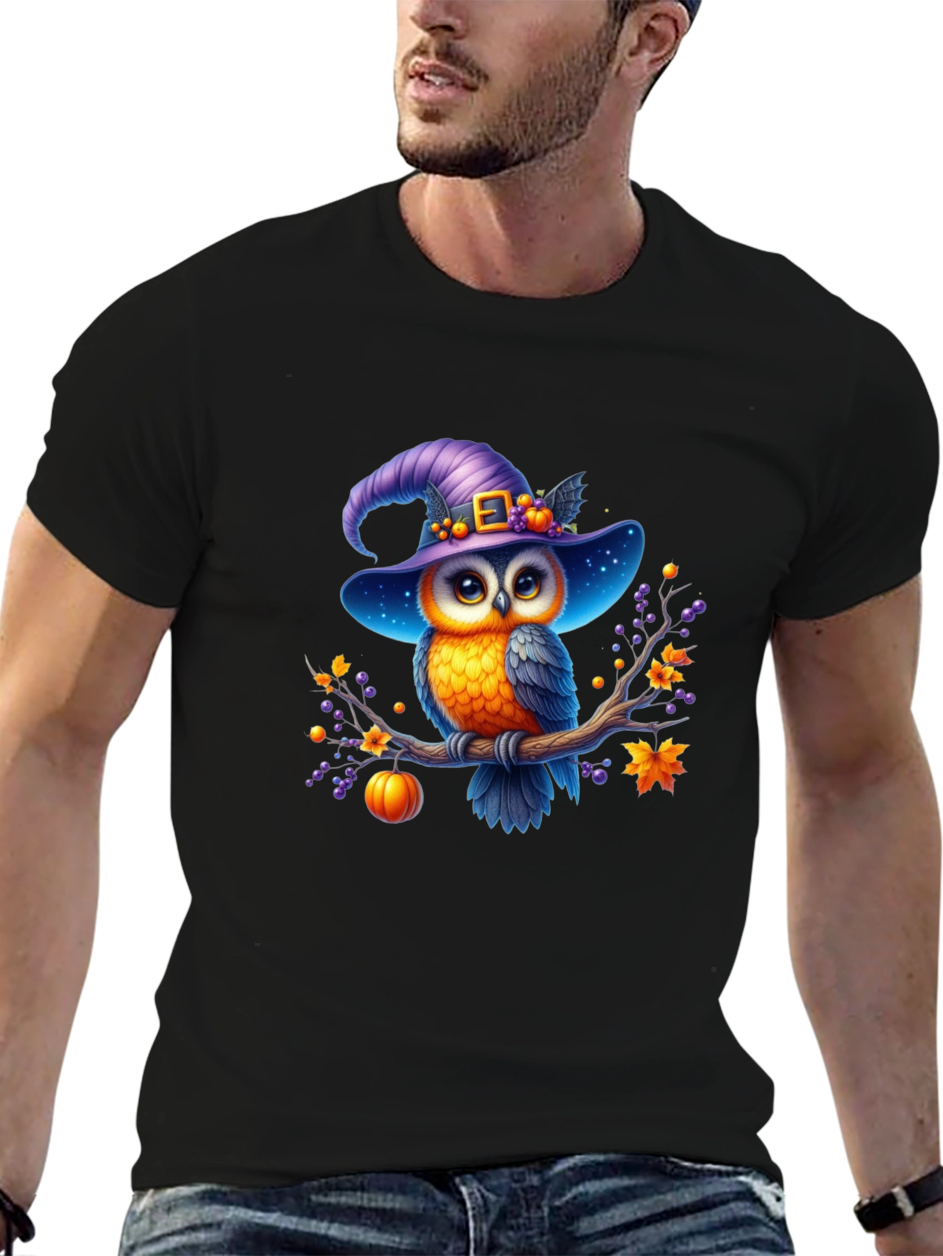 Halloween Owl T-Shirt: Cute Witch Hat Design