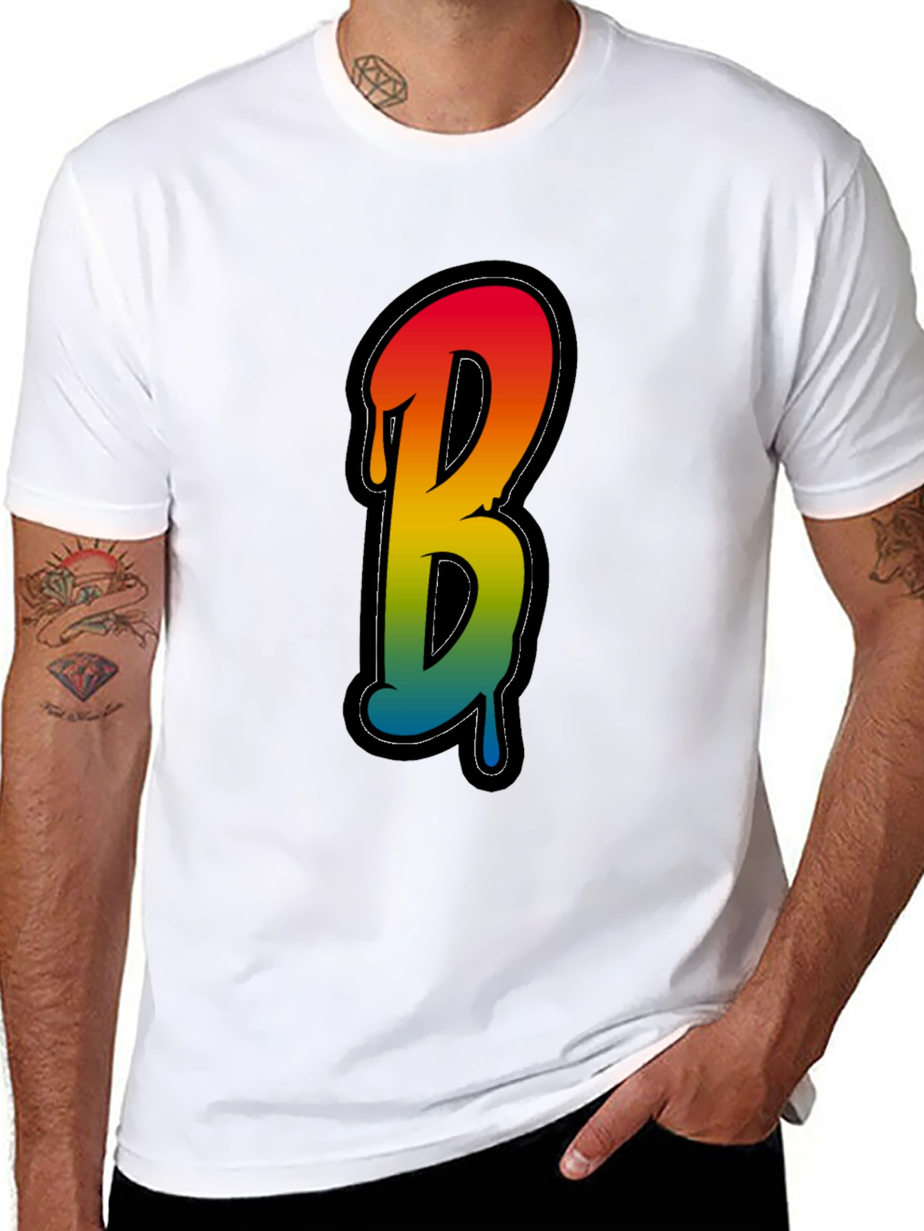 Letter B Drip Graphic Tee - Black