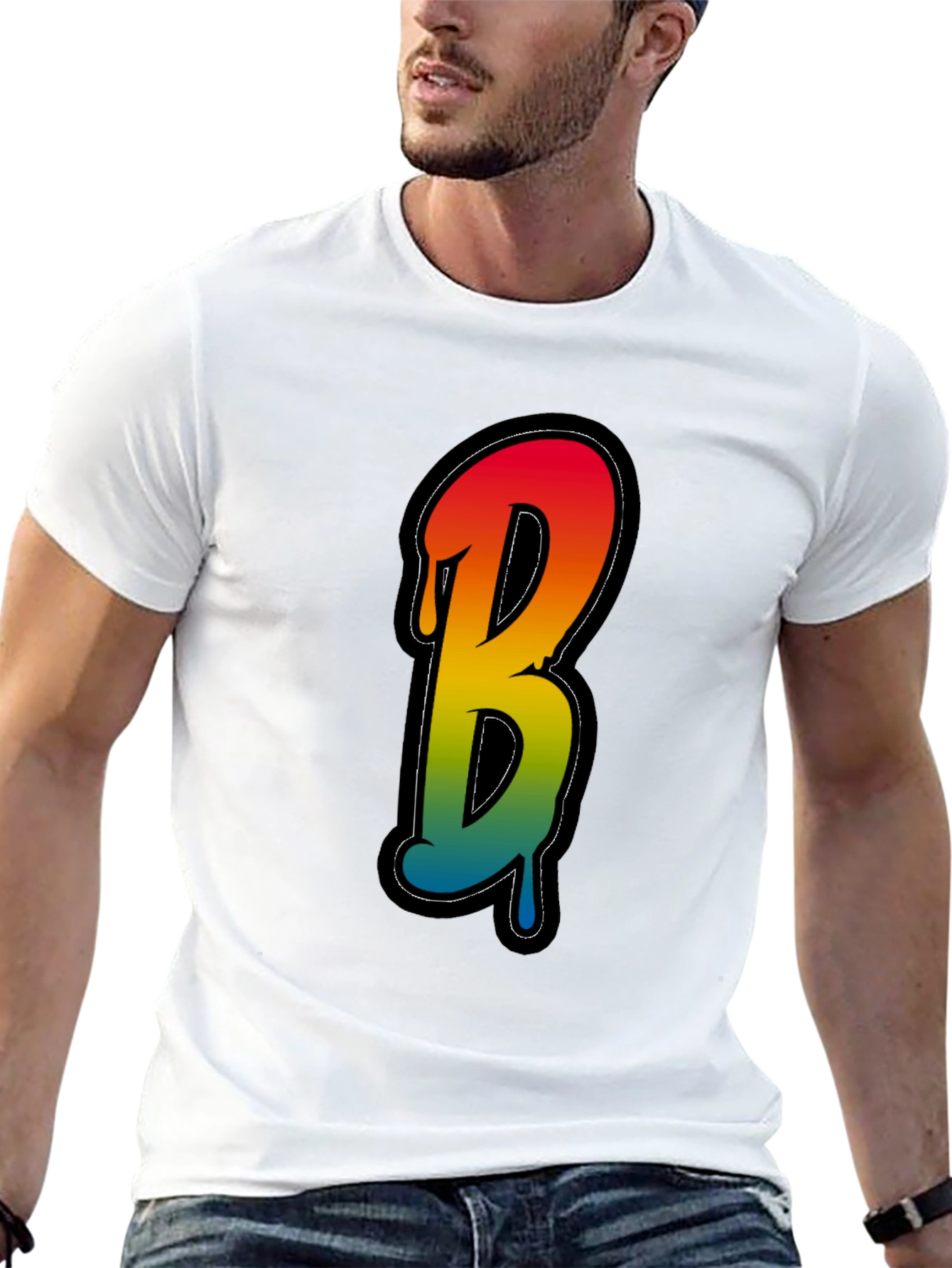 Letter B Drip Graphic Tee - Black