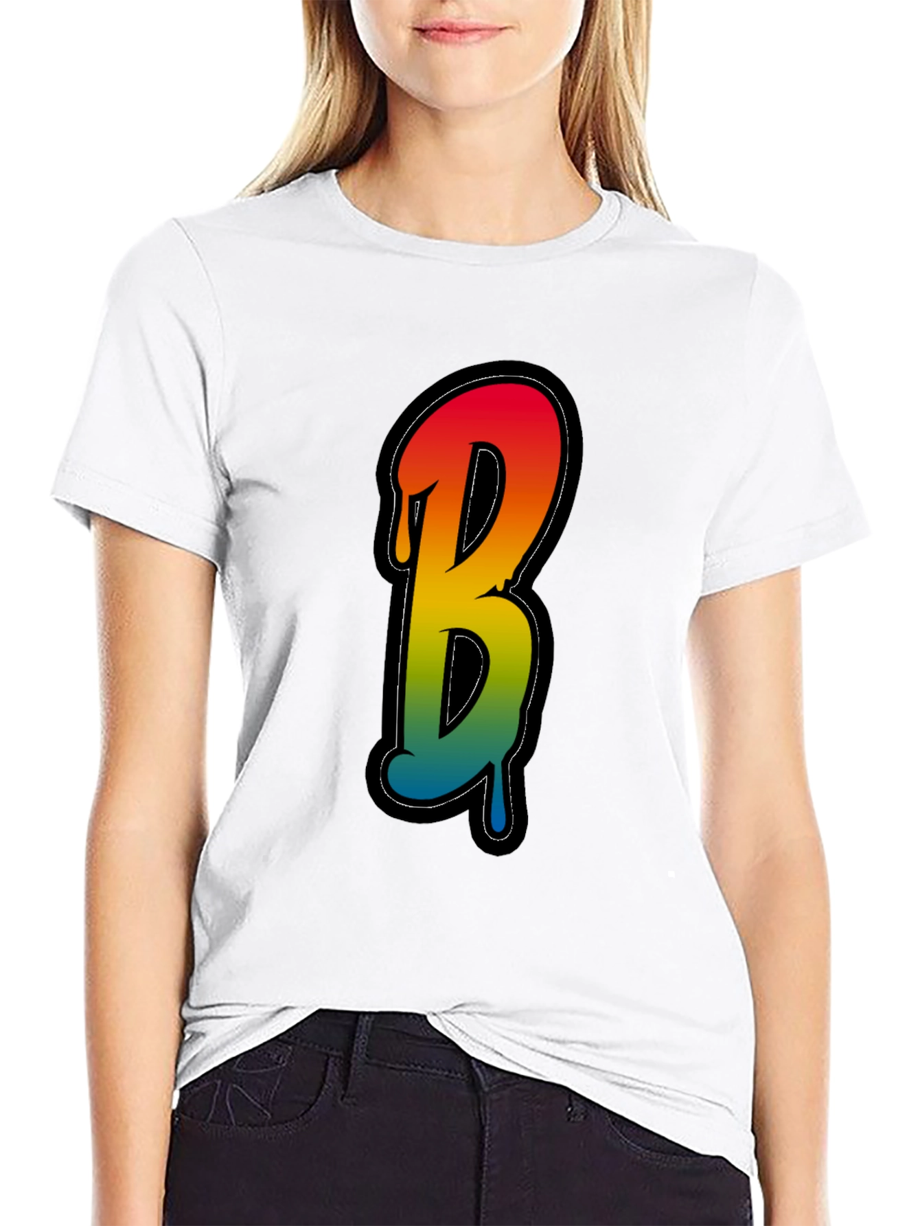Letter B Drip Graphic Tee - Black