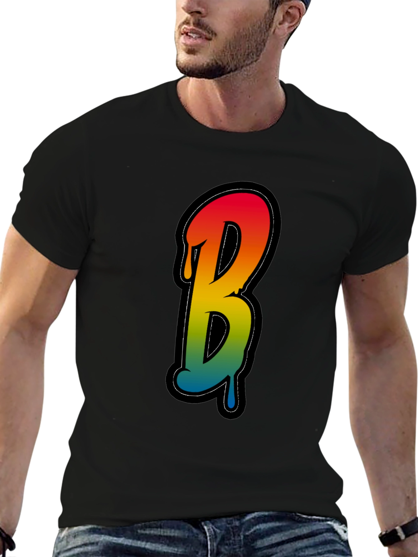 Letter B Drip Graphic Tee - Black