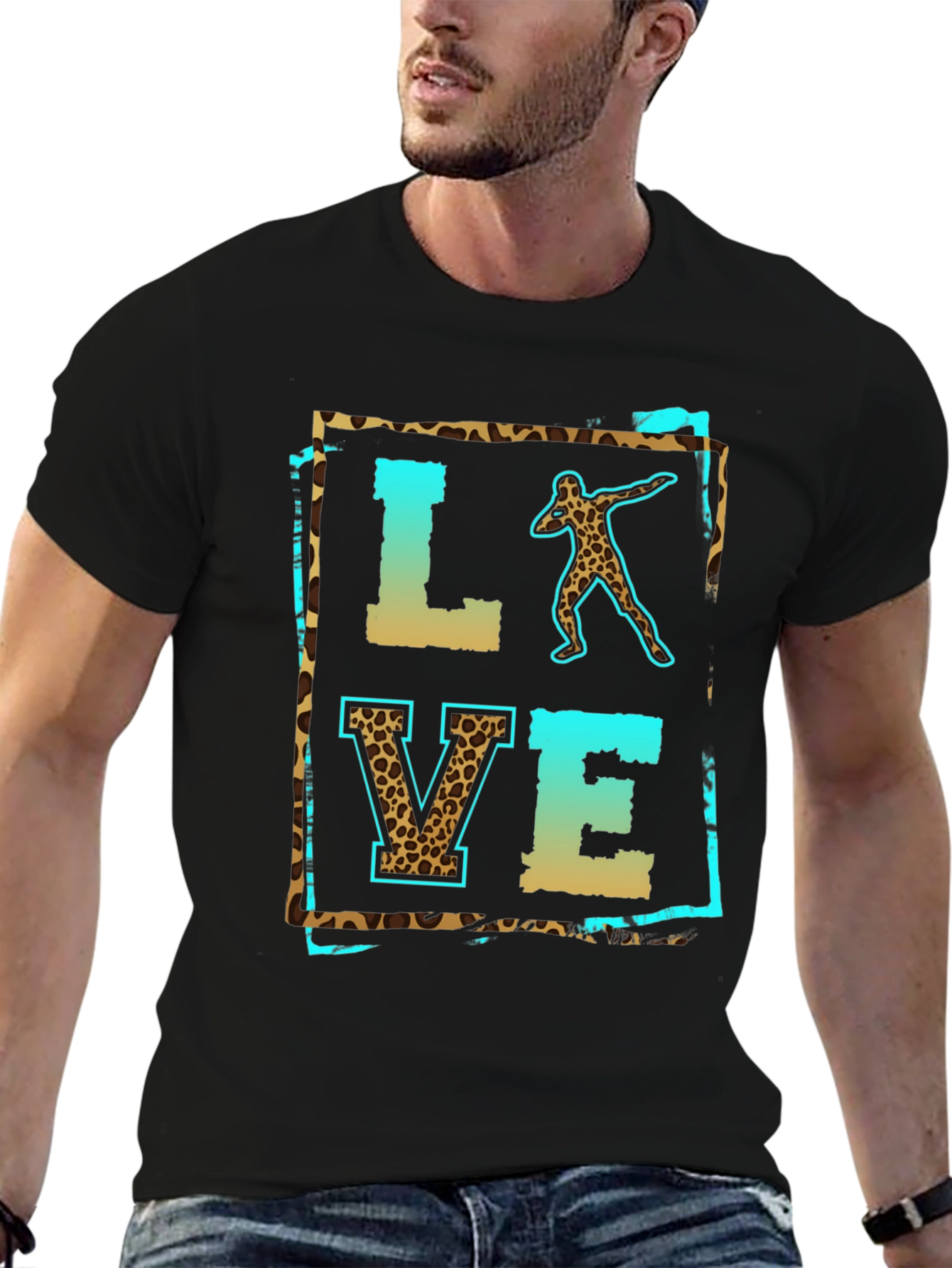 Leopard Print LOVE Shot Put T-Shirt