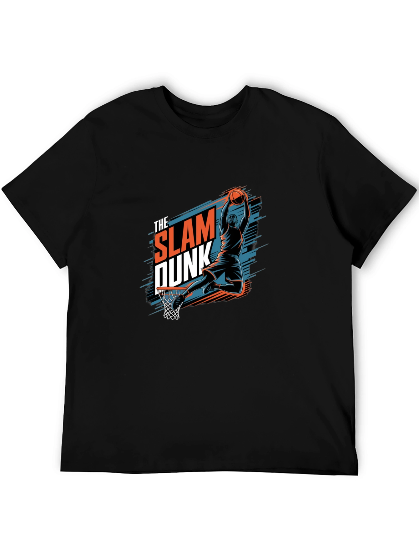 Slam Dunk Graphic Tee - Black Cotton Basketball T-Shirt