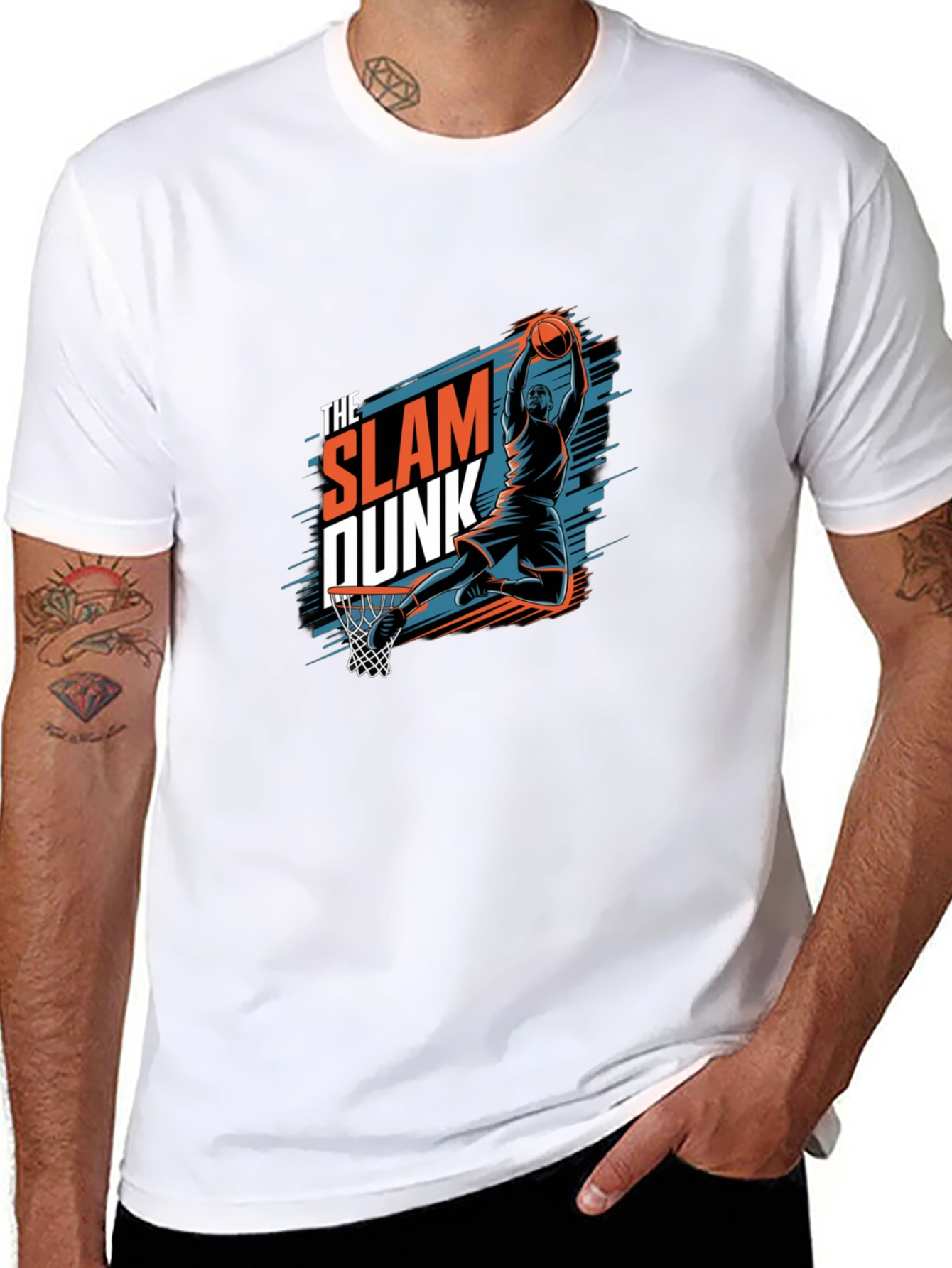 Slam Dunk Graphic Tee - Black Cotton Basketball T-Shirt