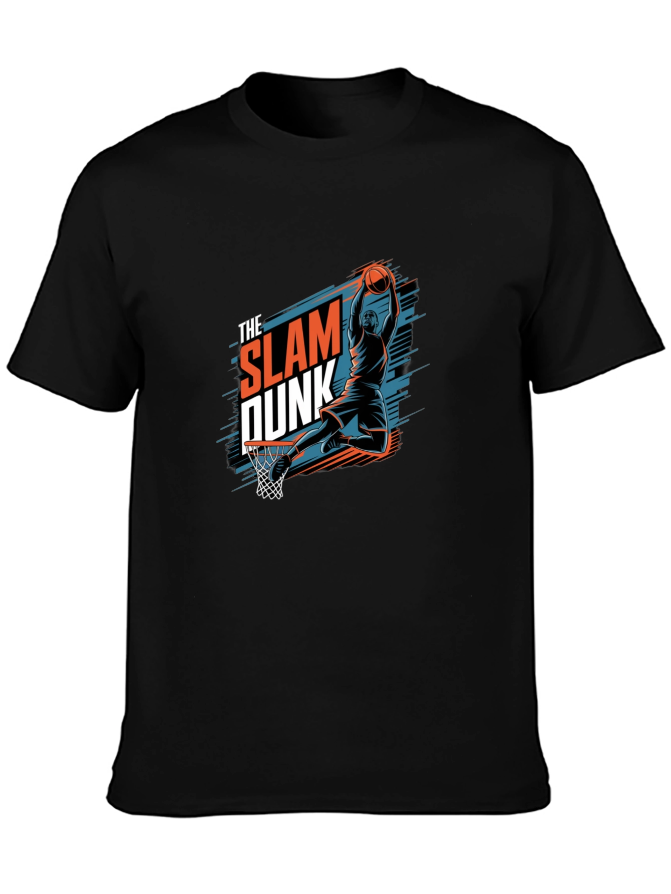 Slam Dunk Graphic Tee - Black Cotton Basketball T-Shirt