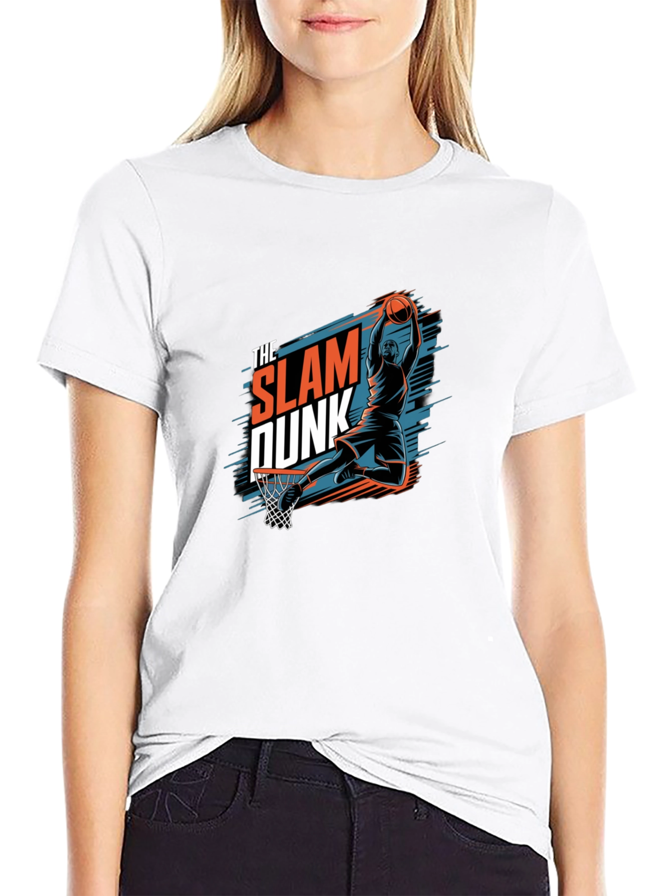 Slam Dunk Graphic Tee - Black Cotton Basketball T-Shirt