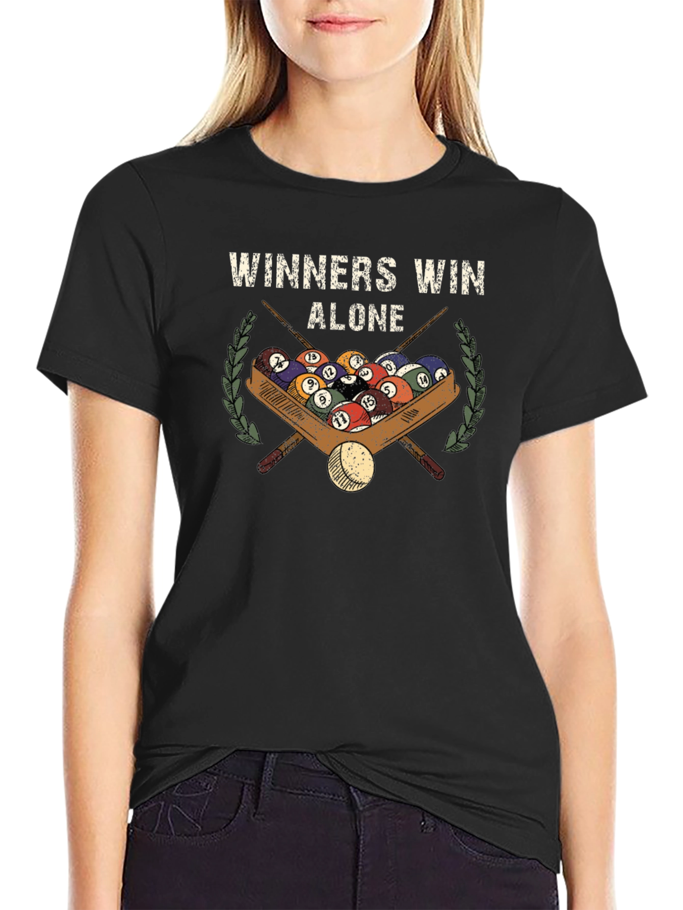 Winners Win Alone T-Shirt - Billiards Pool Design